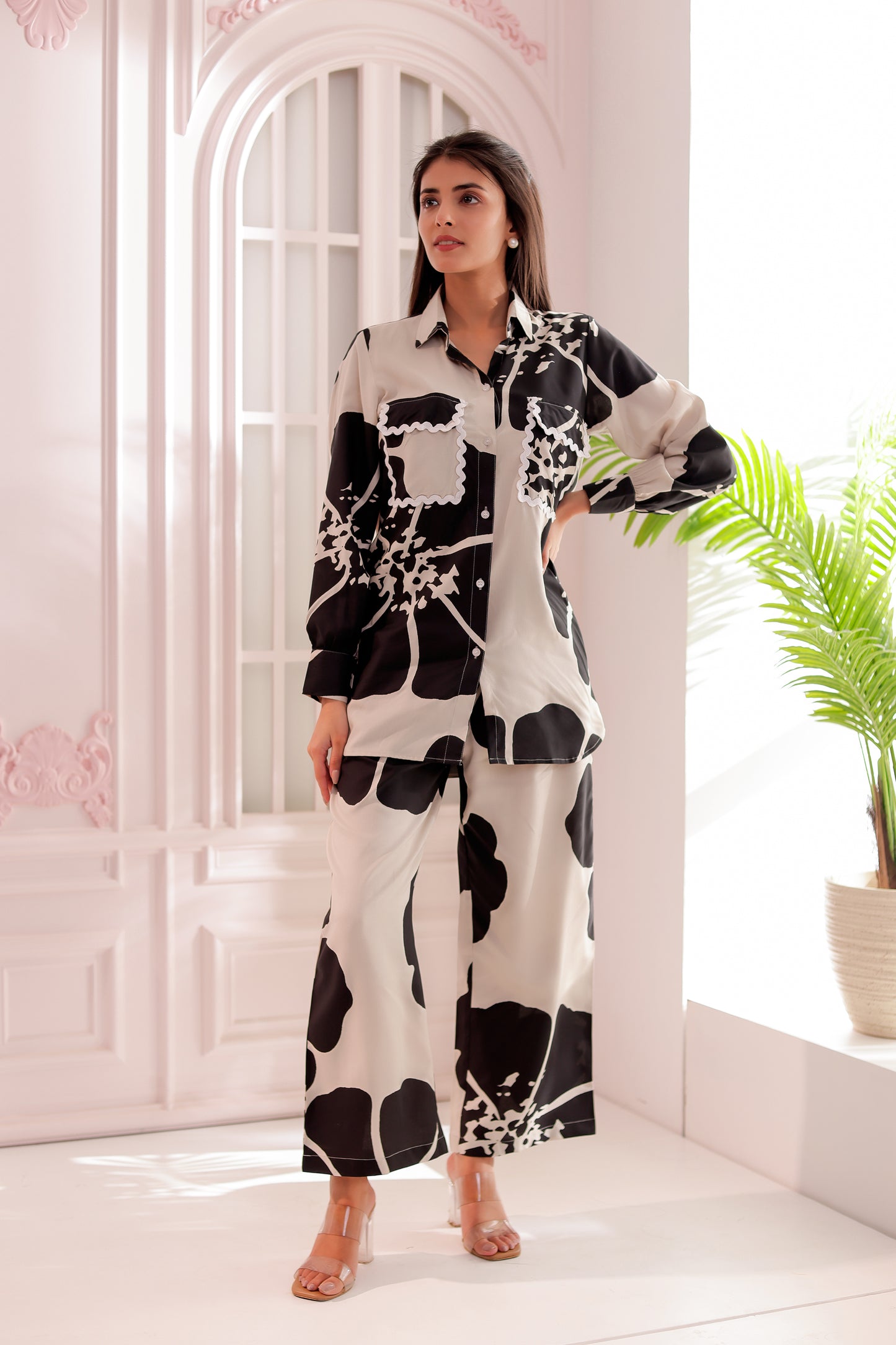 Jasmine Beige & Black Printed Co-ord Set