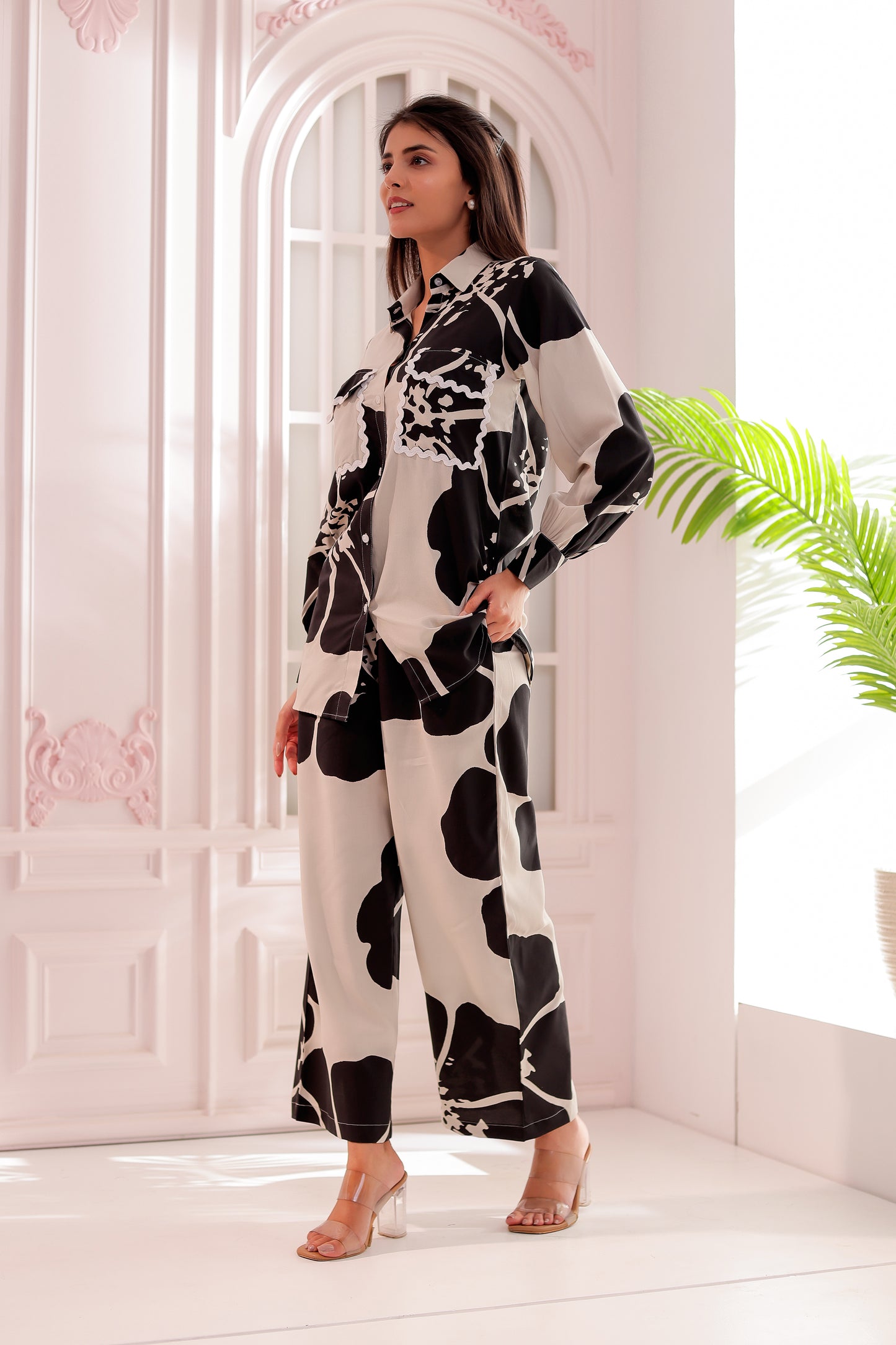 Jasmine Beige & Black Printed Co-ord Set