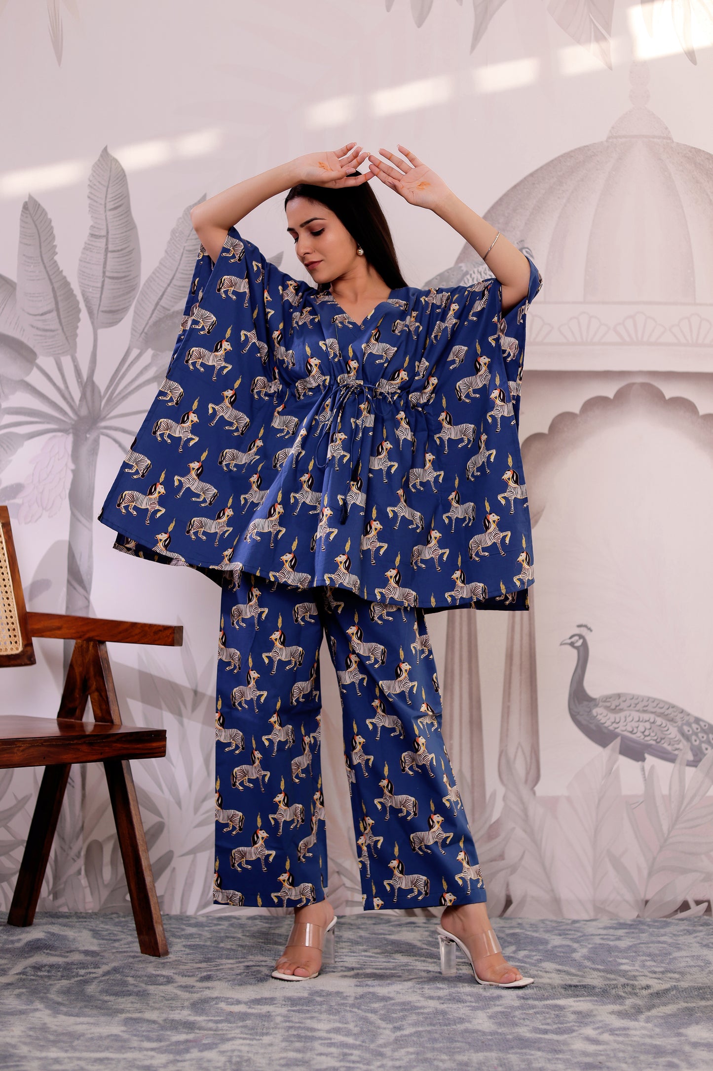 Zebra Printed Kaftaan Co-ord Set