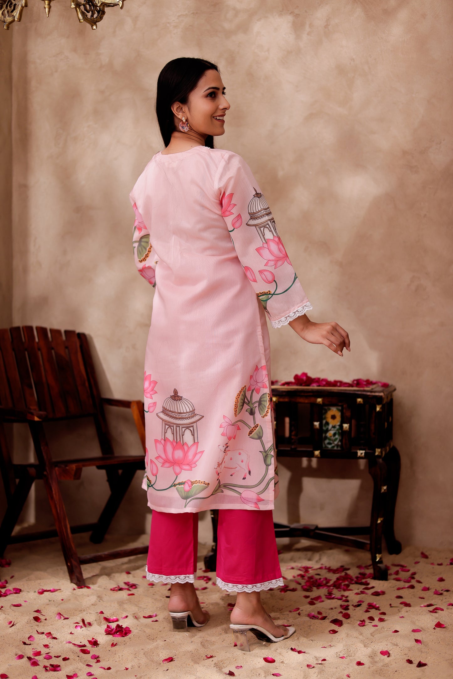 Pichwai Printed Chanderi Kurta Co-ord Set