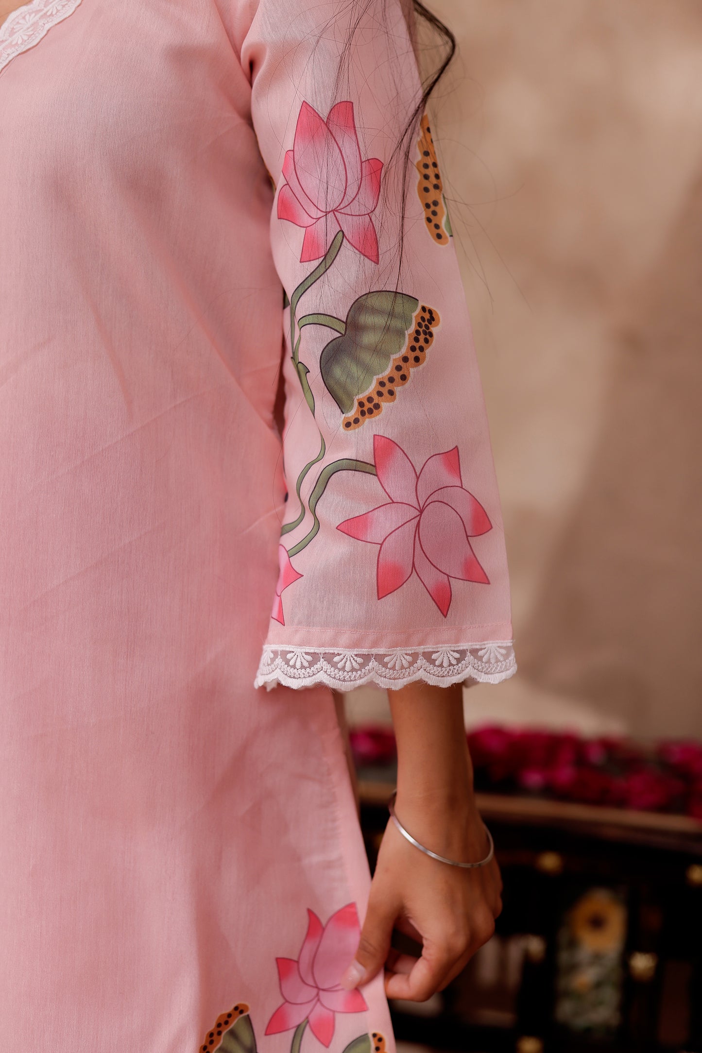 Pichwai Printed Chanderi Kurta Co-ord Set