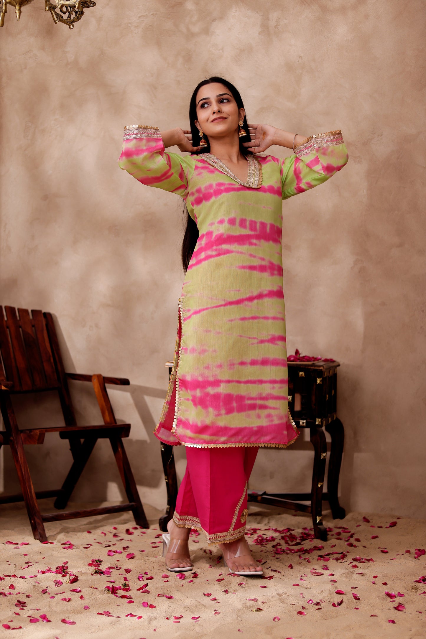 Chanderi Shibori Printed Kurta Co-ord Set