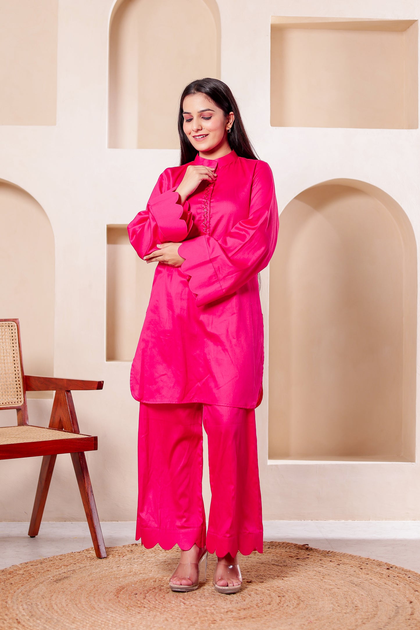 Pink Pakistani Sleeves Co-ord Set