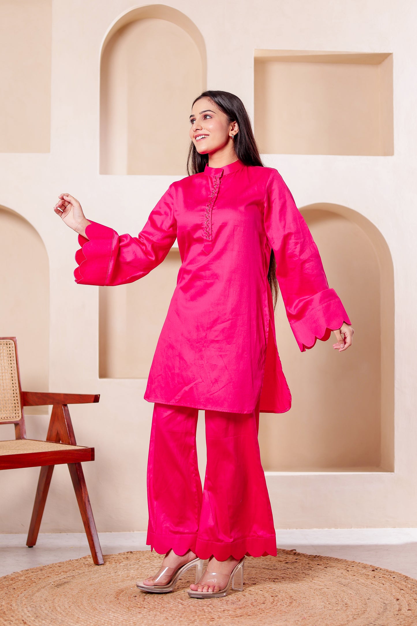 Pink Pakistani Sleeves Co-ord Set