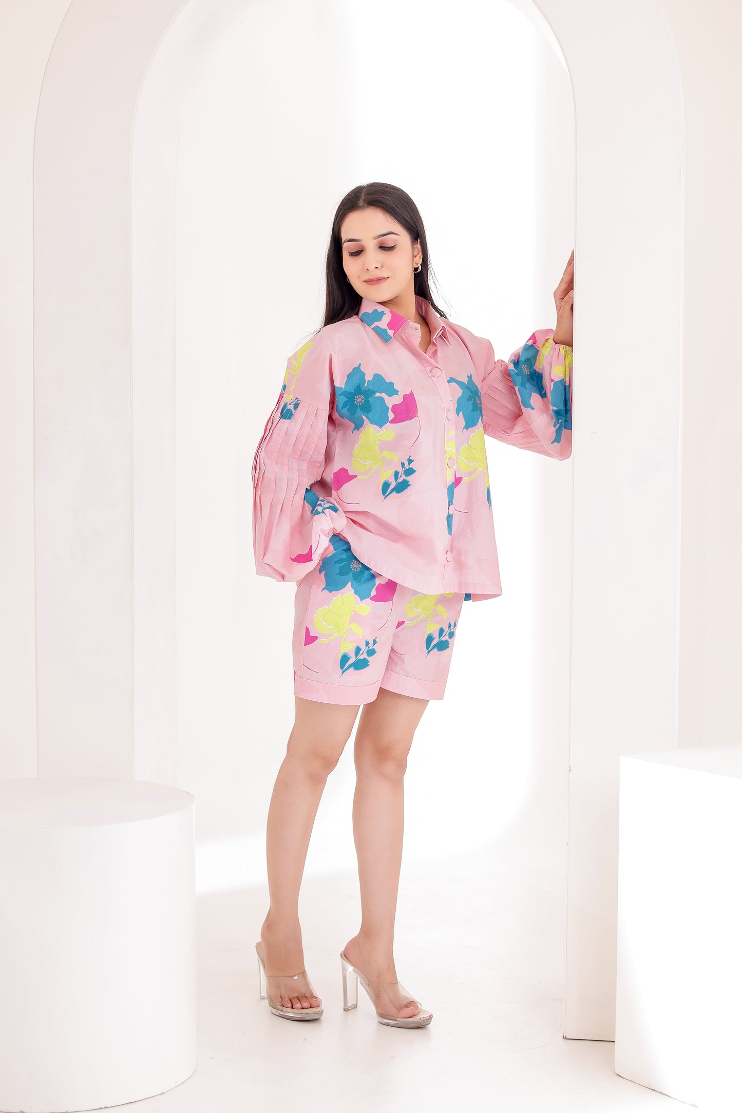 Pink Printed Cotton Shirt