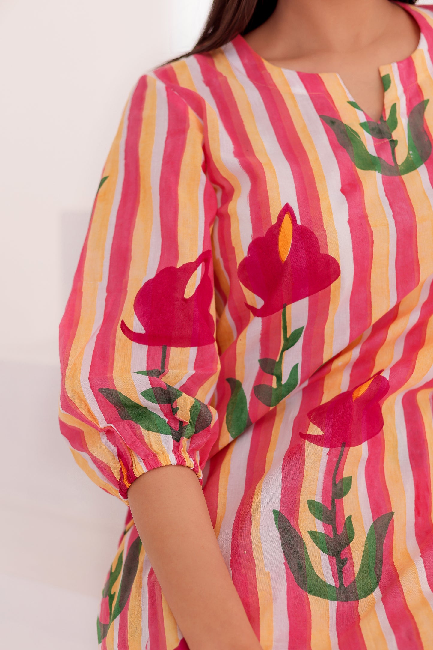 Pink Flora Kurta Co-ord Set