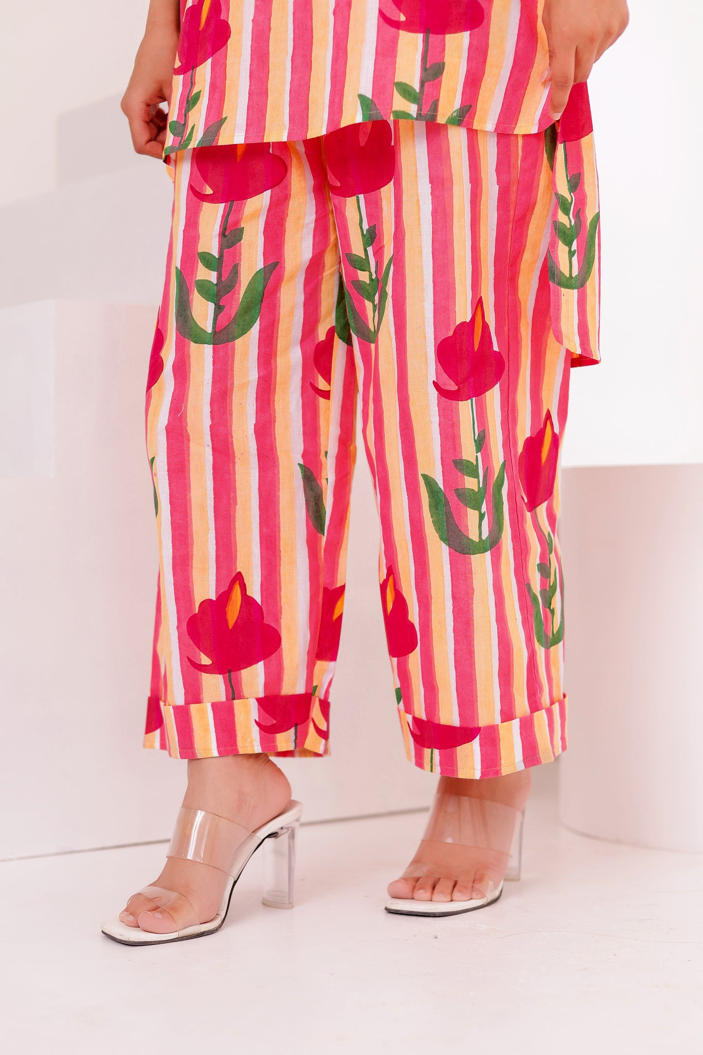 Pink Flora Low High Co-ord Set