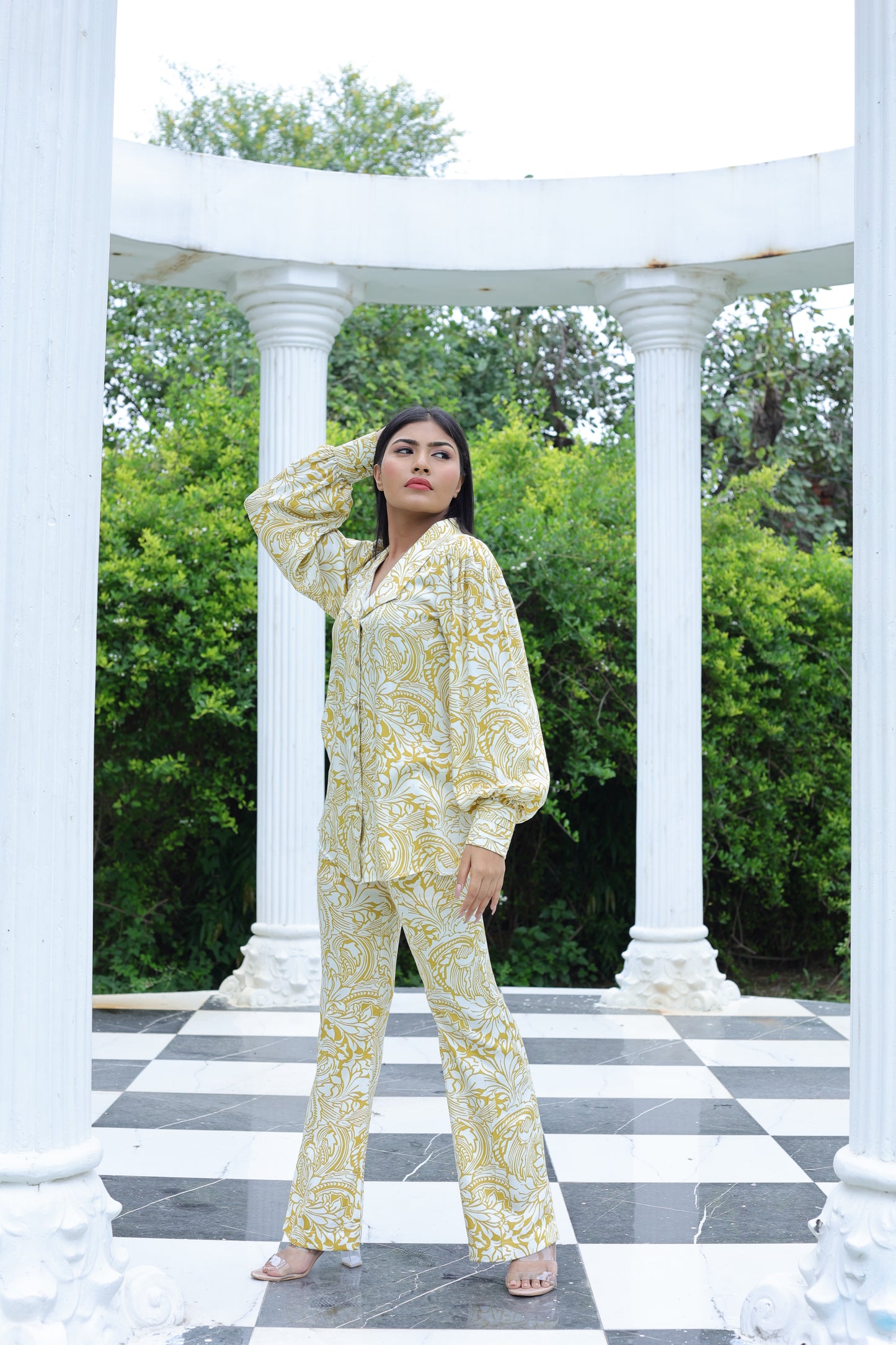 White and Yellow Printed Co-ord Set