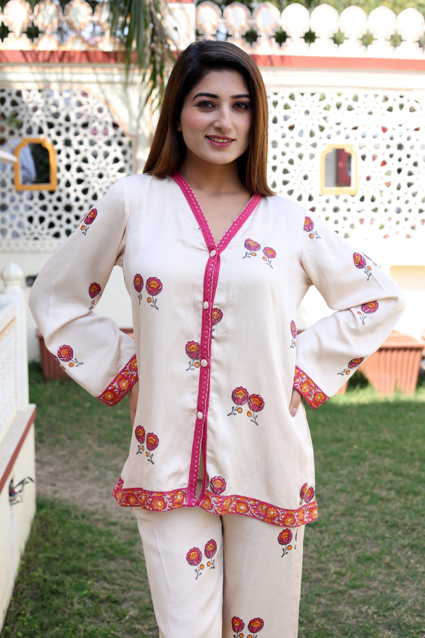 Queen Annes Laces Hand Block Co-ord Set