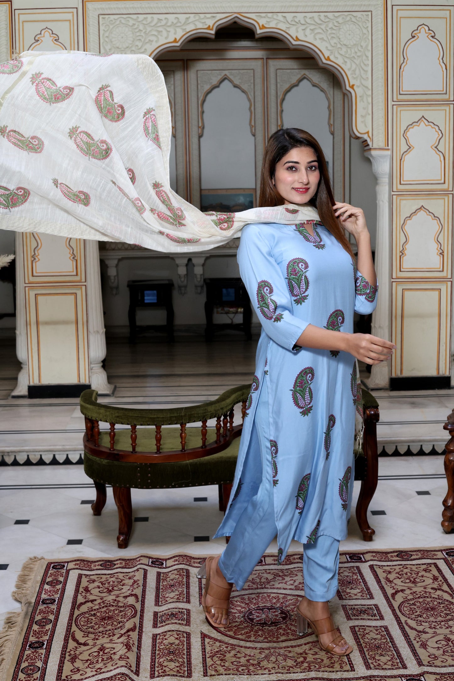 Paisley Motif Hand Block Suit Set