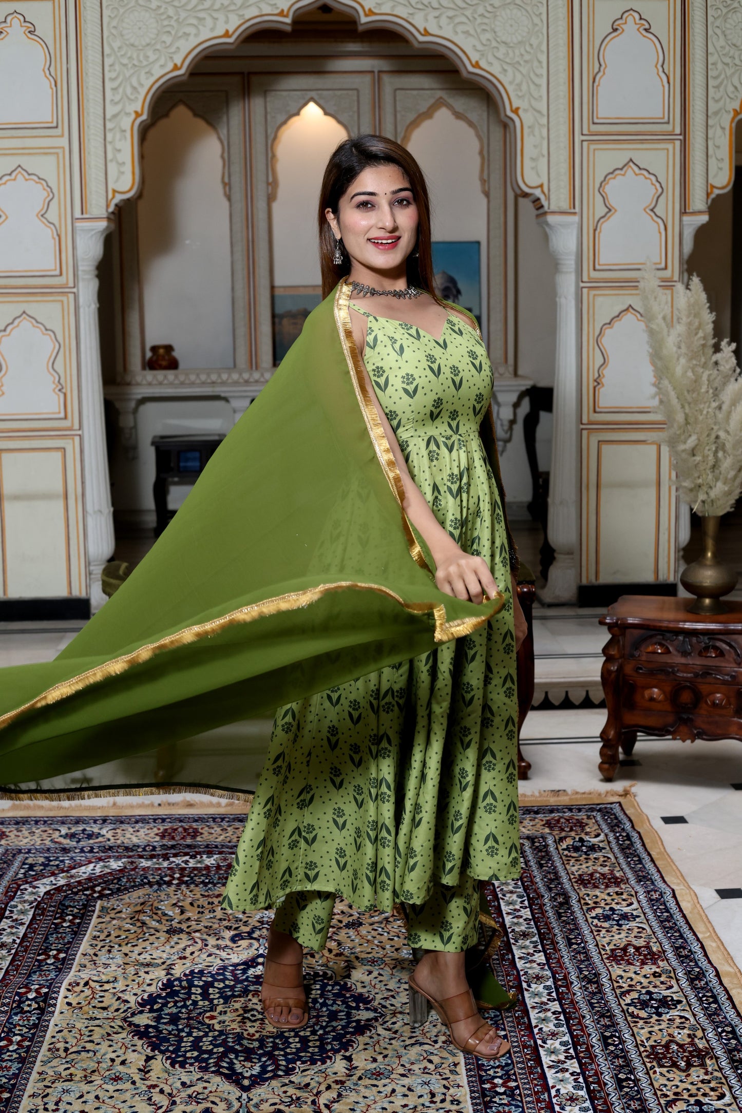 Pom Pom Floral Kalidar Suit Set