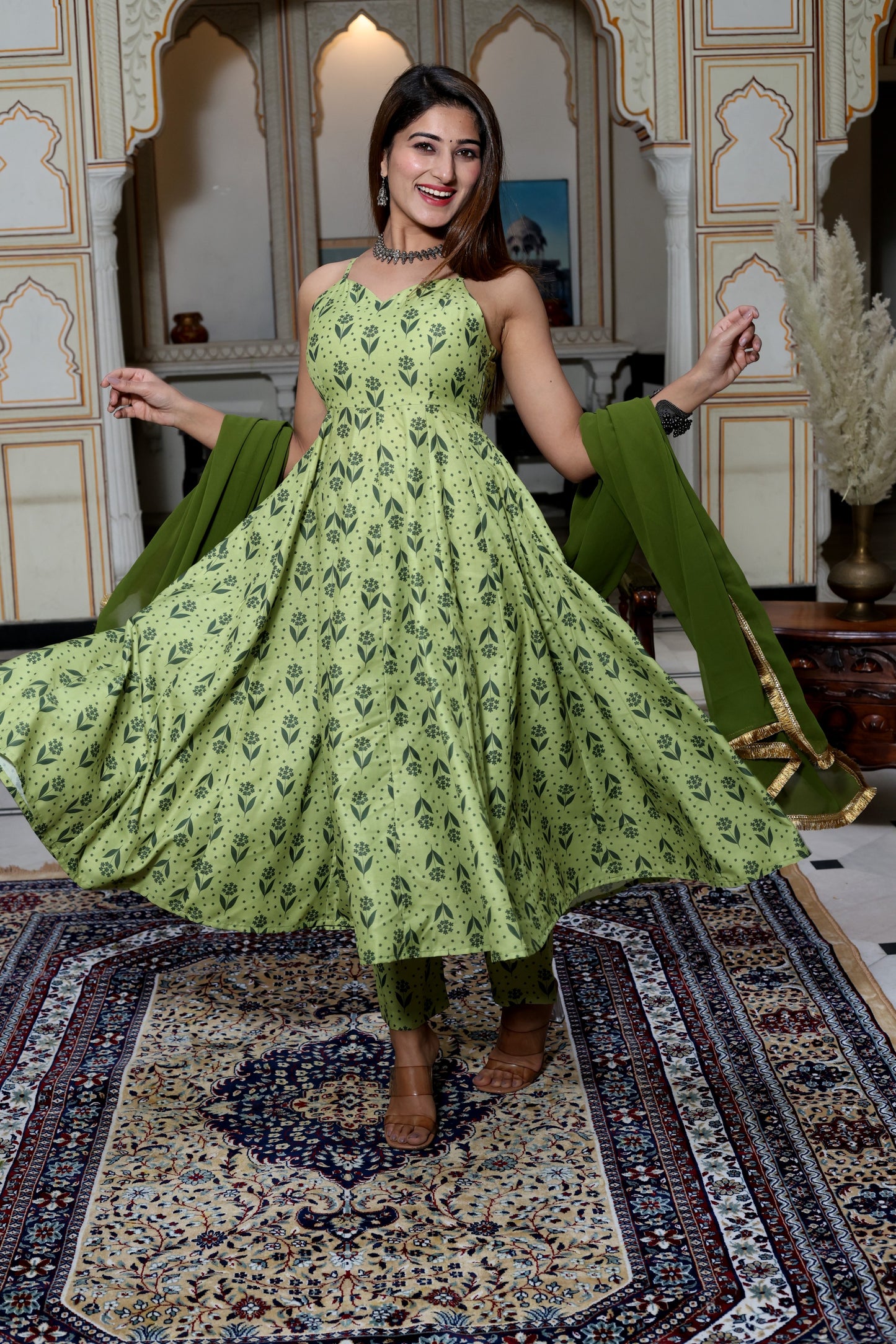 Pom Pom Floral Kalidar Suit Set