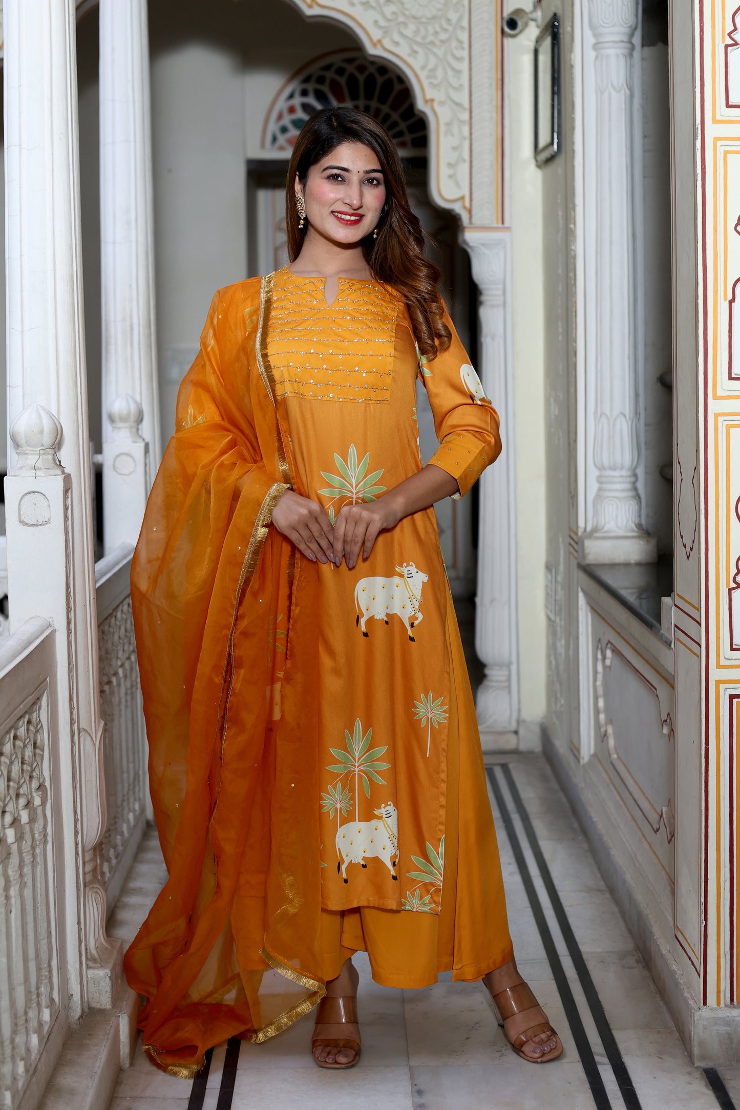 Pichwai Suit With Dupatta Set