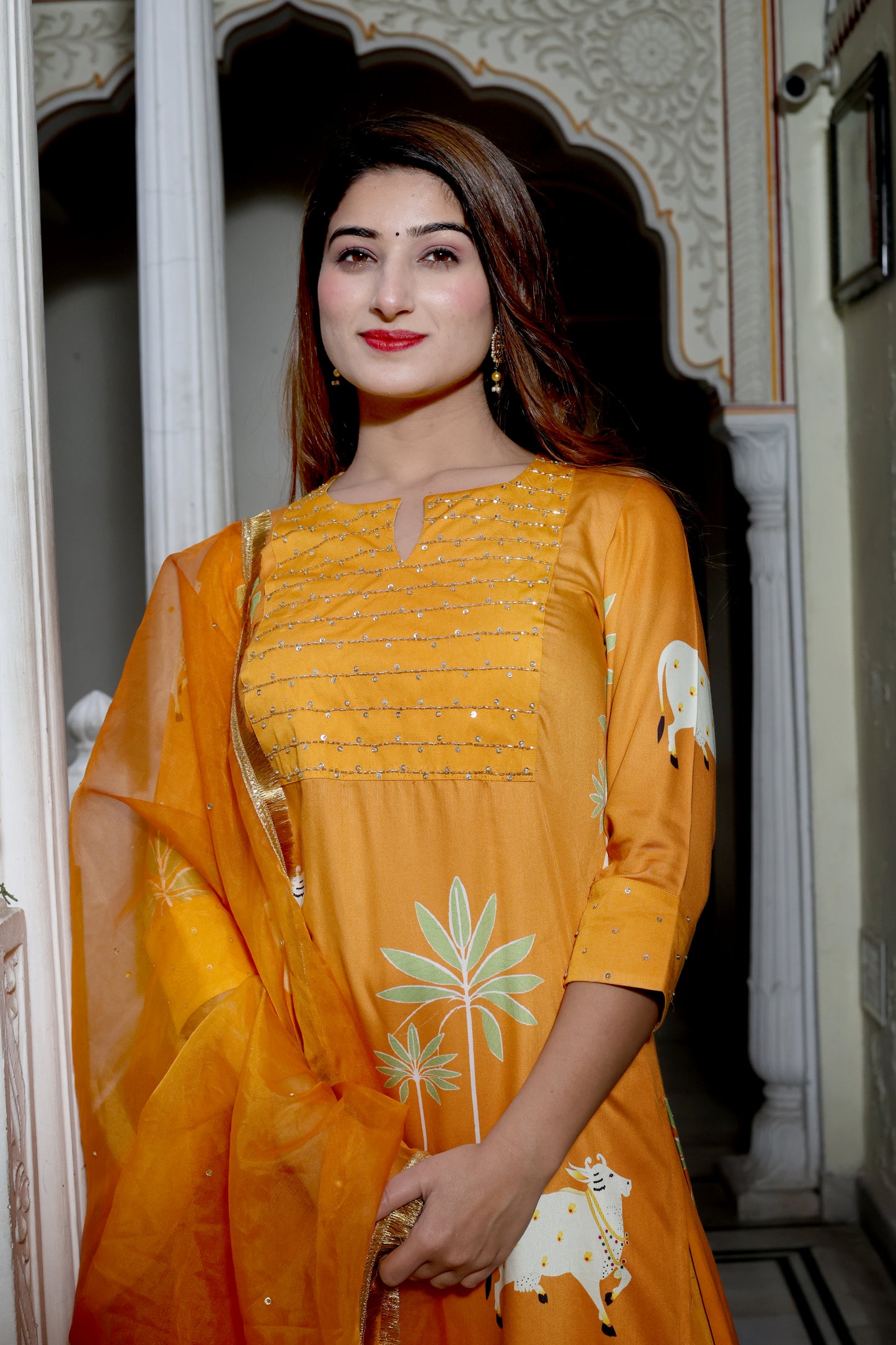 Pichwai Suit With Dupatta Set