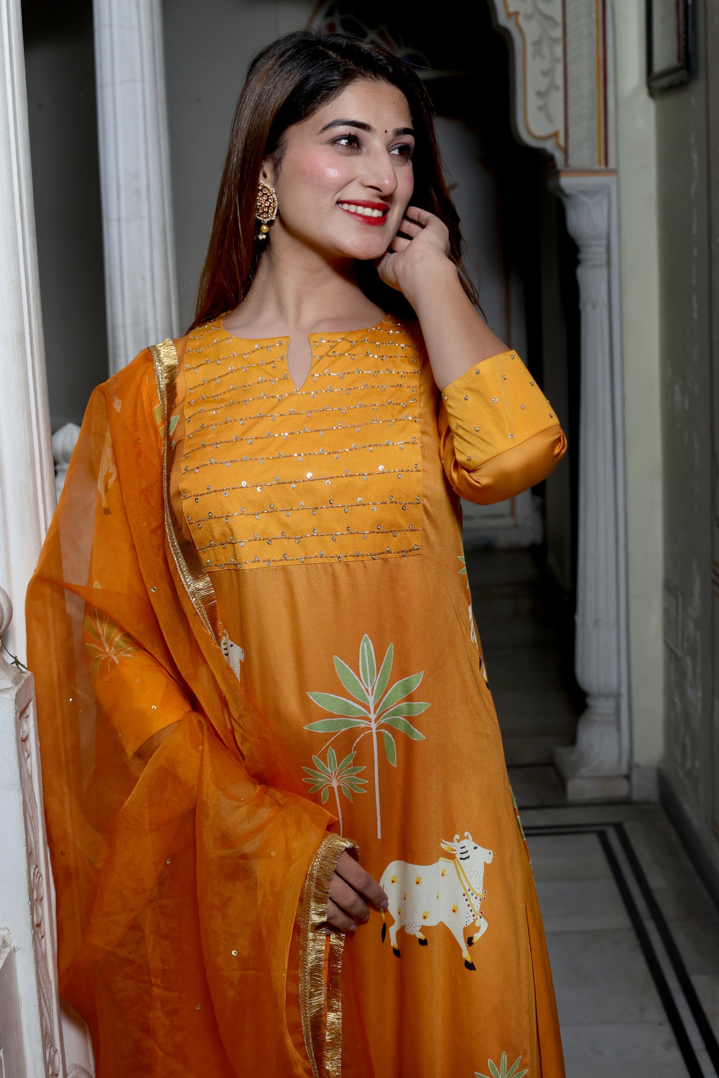 Pichwai Suit With Dupatta Set