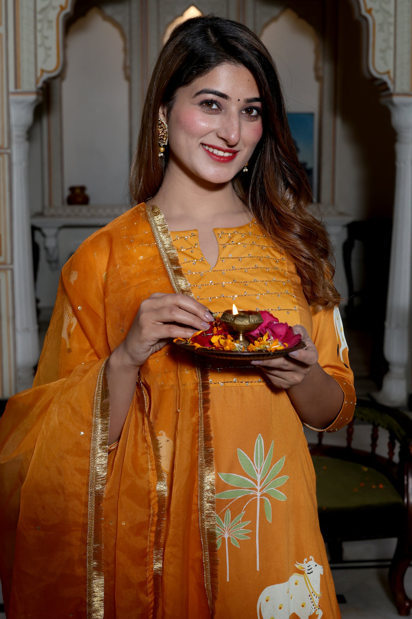 Pichwai Suit With Dupatta Set