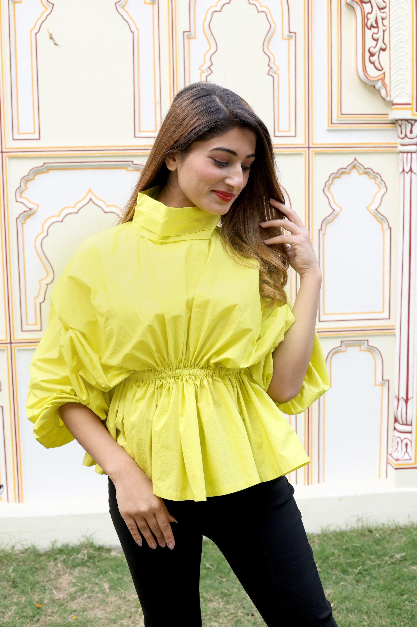 Zia Neon Peplum Cotton Top