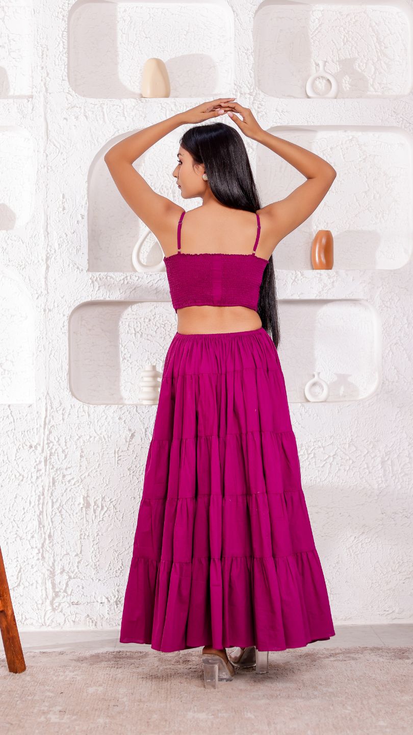 Purple Long Flared Cutout Maxi Dress