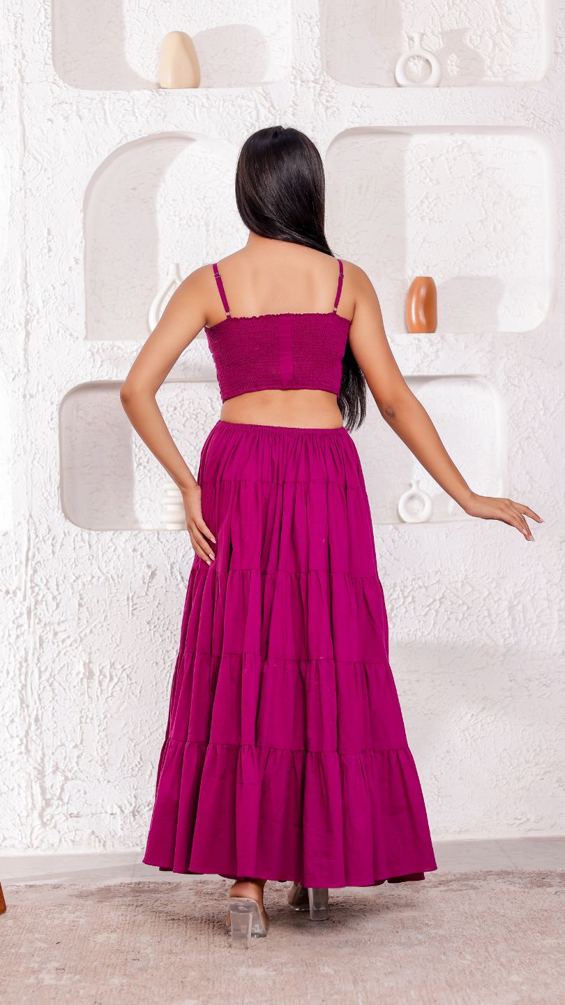 Purple Long Flared Cutout Maxi Dress