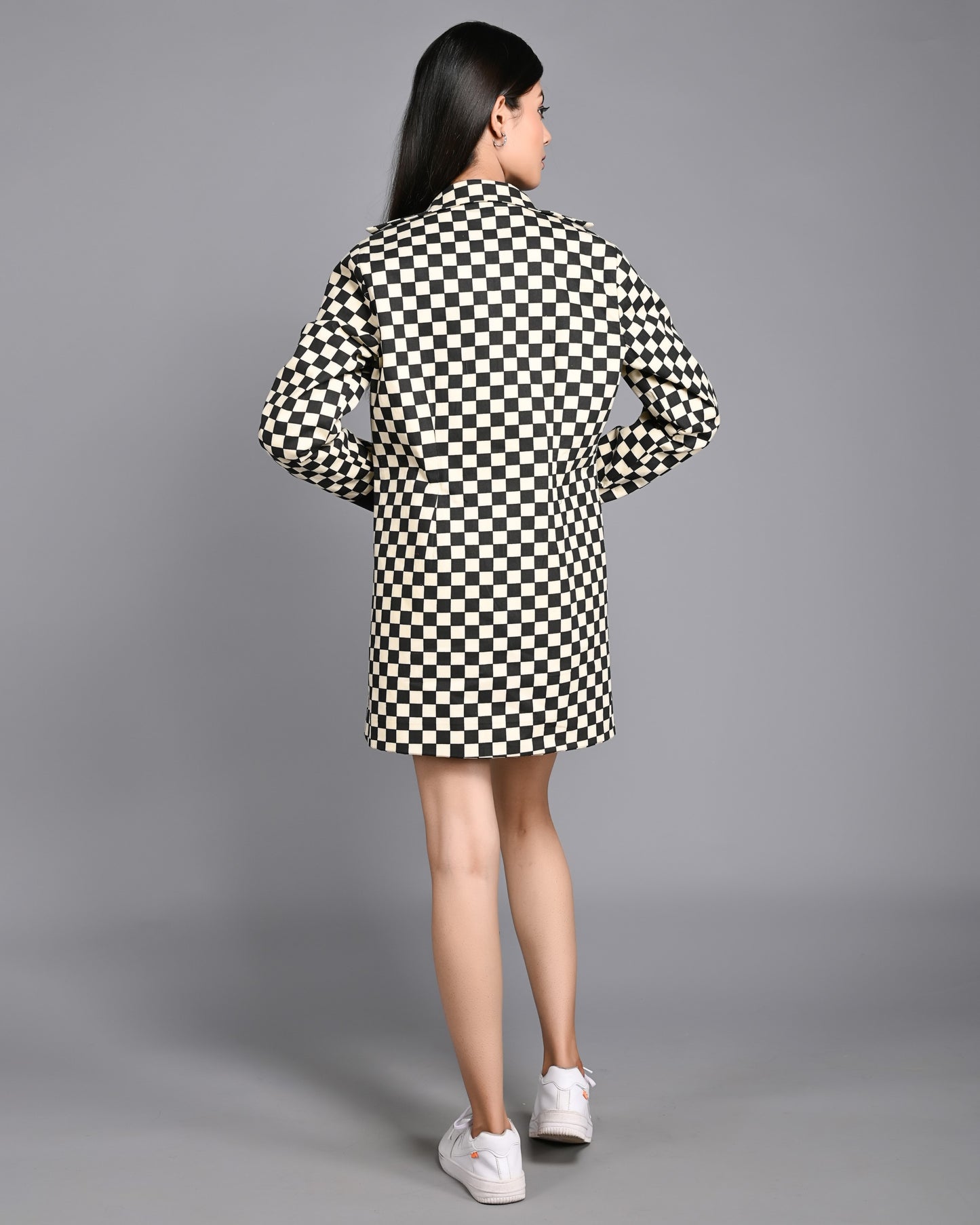 White and Black Checks 3 Piece Co-ord Set