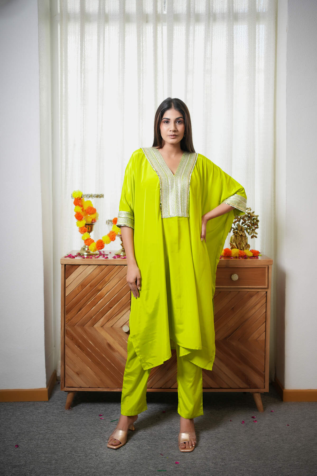 Neon Green Kaftaan Co-ord Set