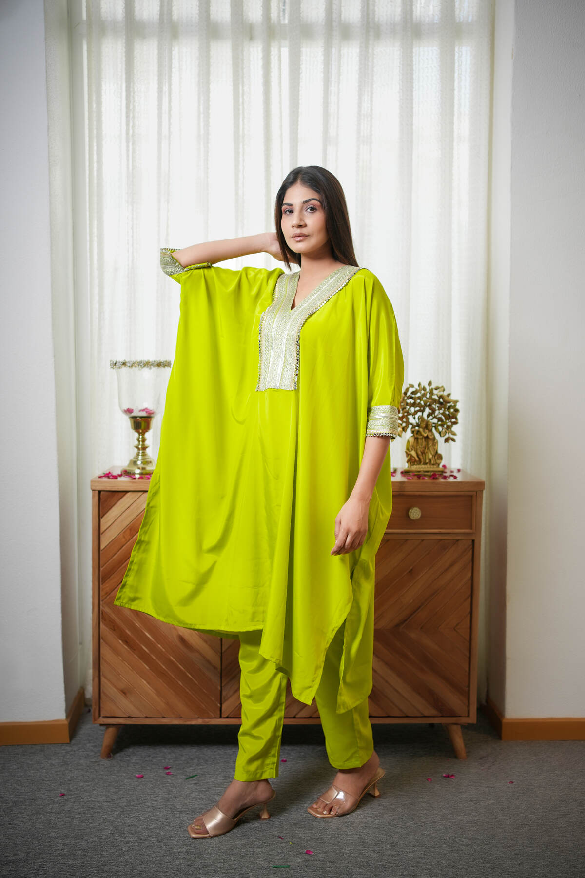 Neon Green Kaftaan Co-ord Set