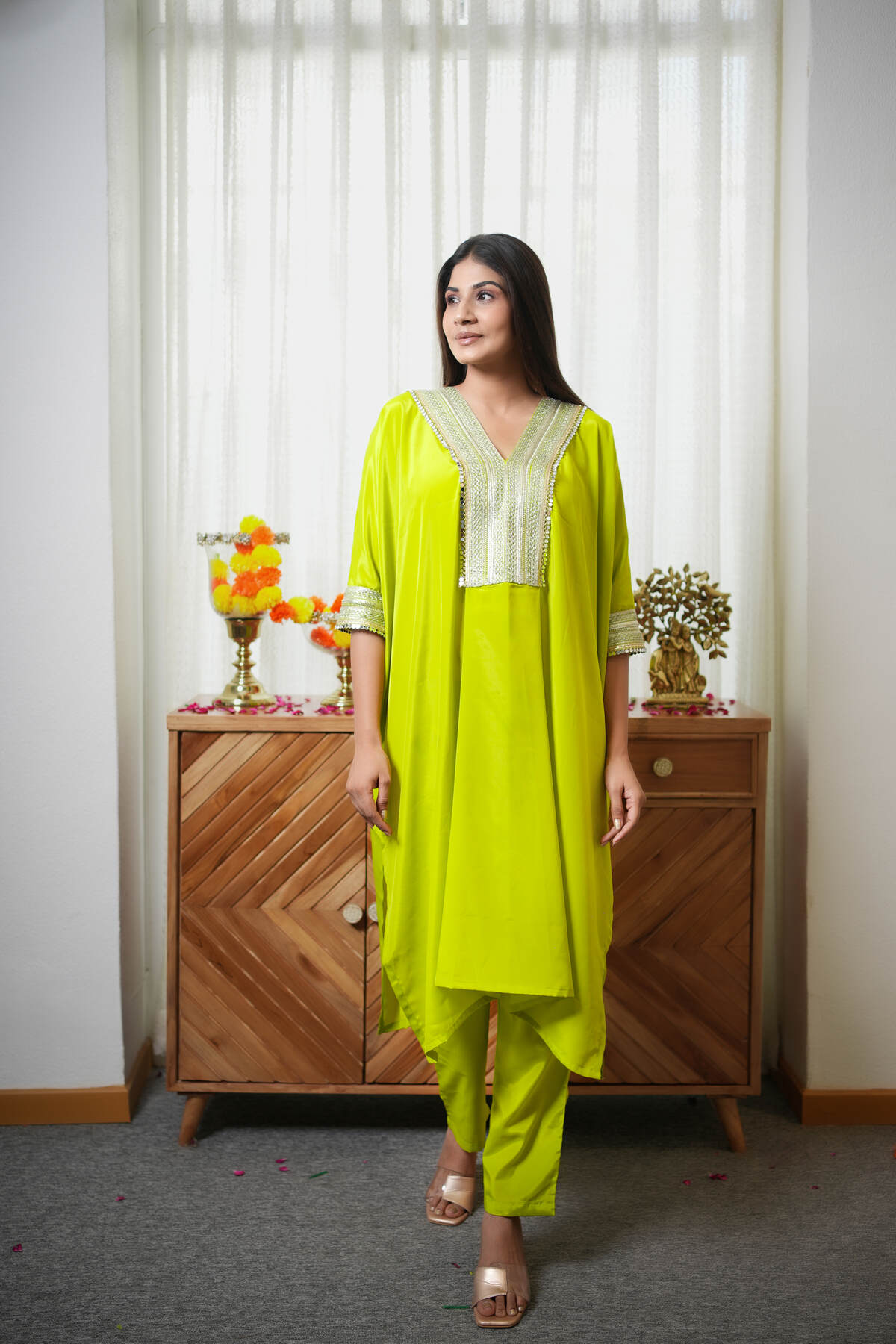 Neon Green Kaftaan Co-ord Set