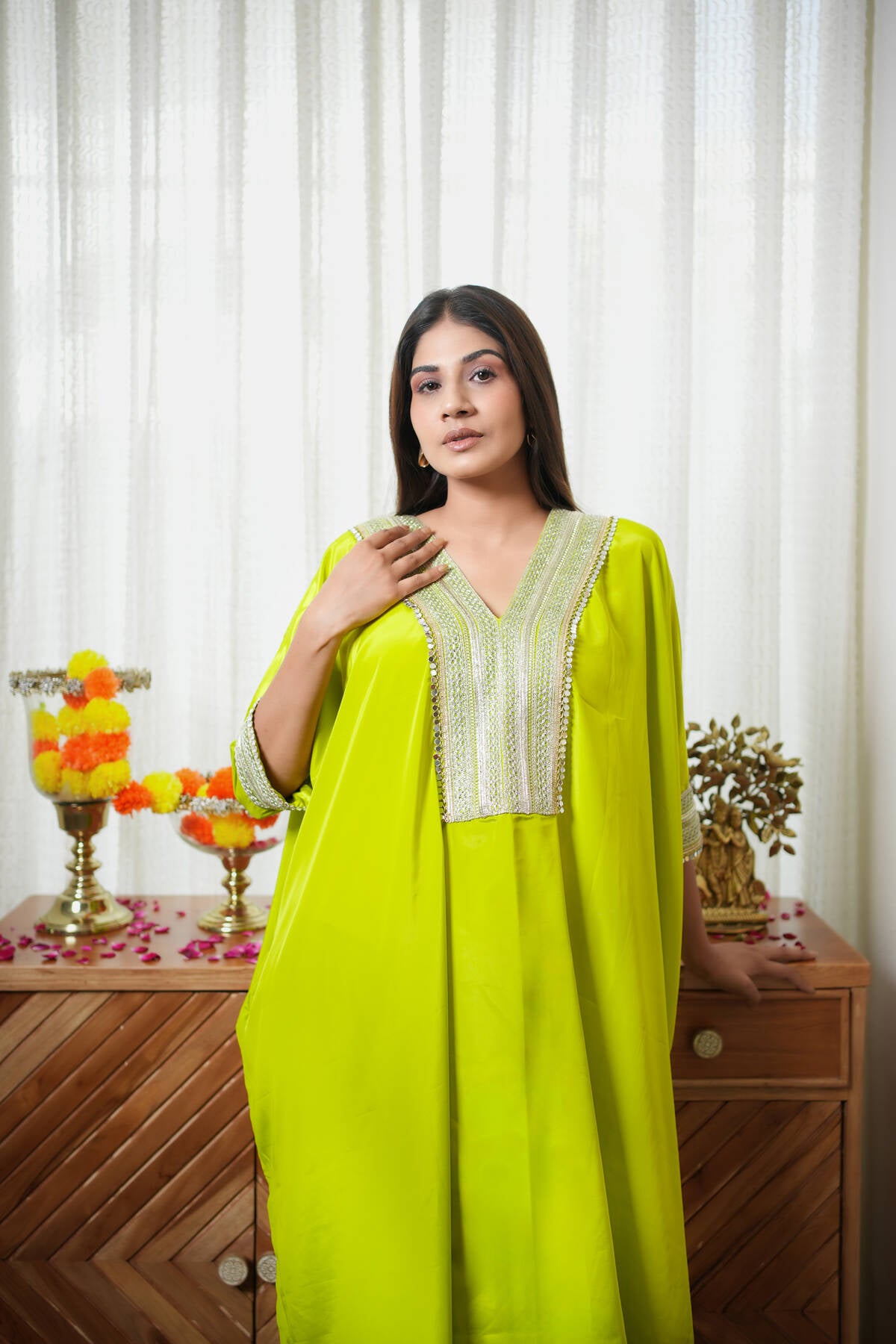 Neon Green Kaftaan Co-ord Set
