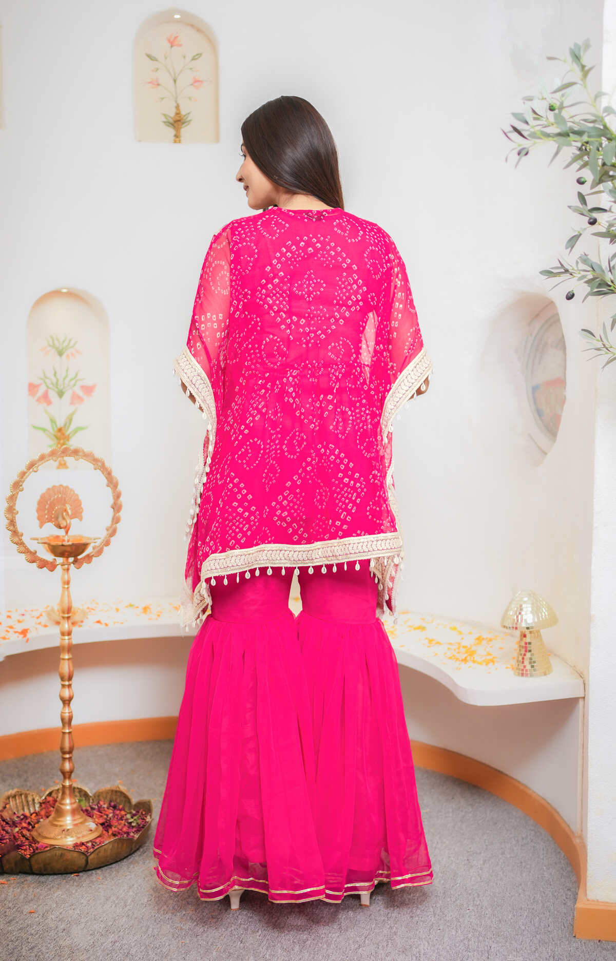 Pink Bandhani Printed Sharara Set