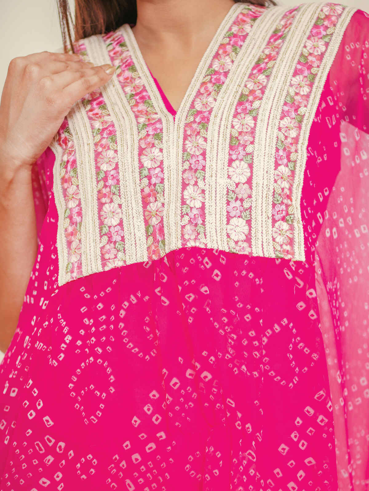 Pink Bandhani Printed Sharara Set