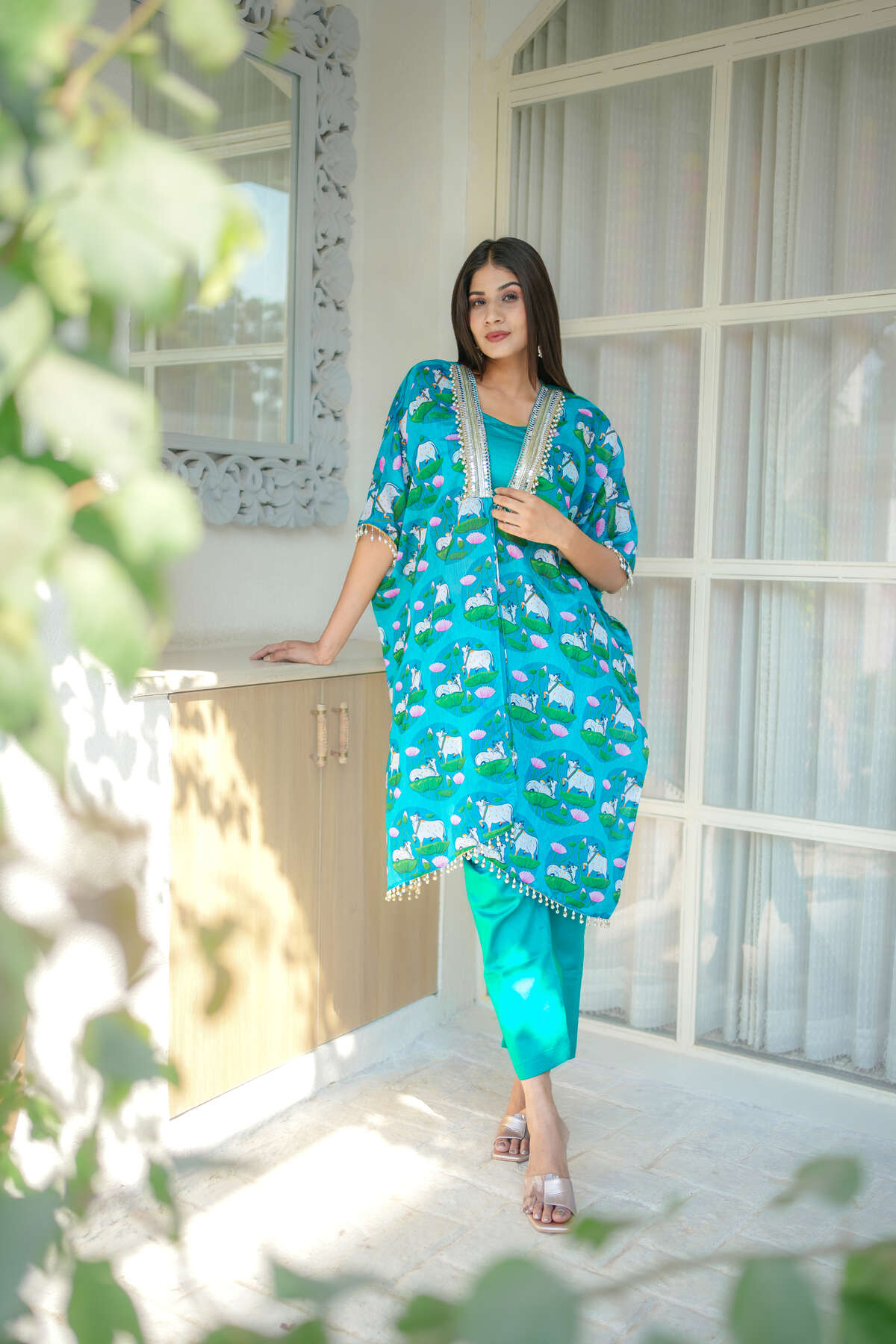 Blue Pichwai Printed Three Piece Co-ord Set