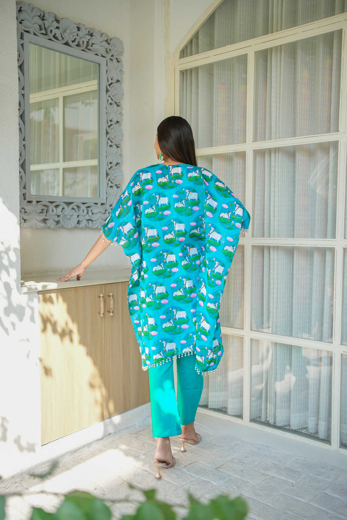 Blue Pichwai Printed Three Piece Co-ord Set