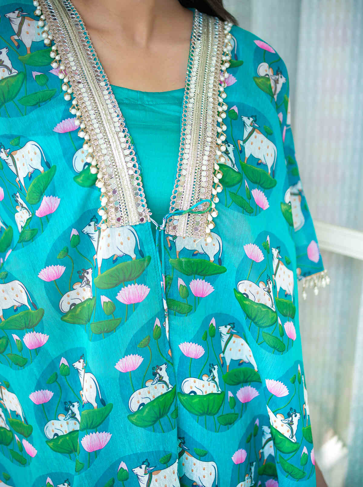 Blue Pichwai Printed Three Piece Co-ord Set