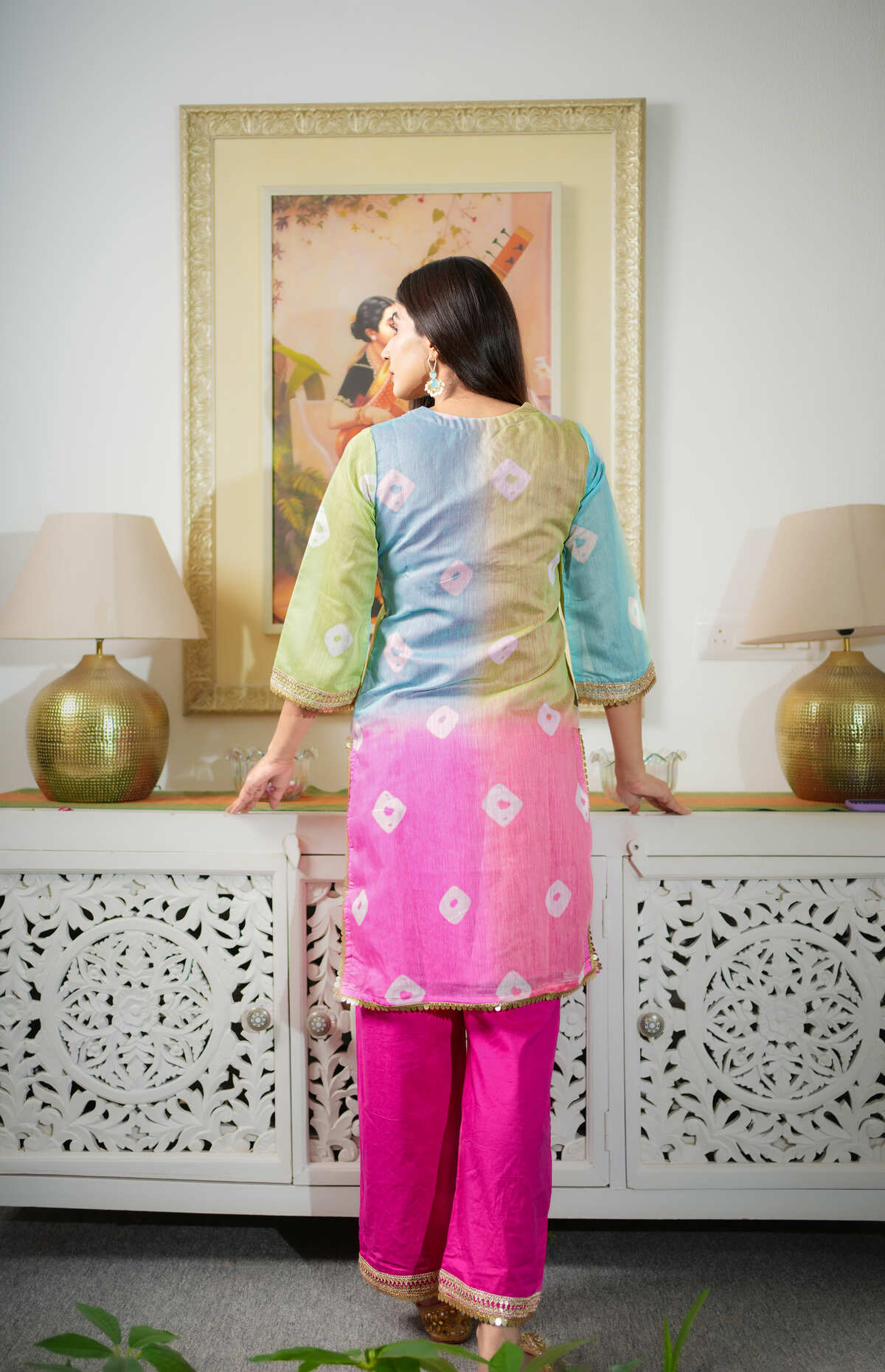 Multi-Colour Chanderi Printed Co-ord Set