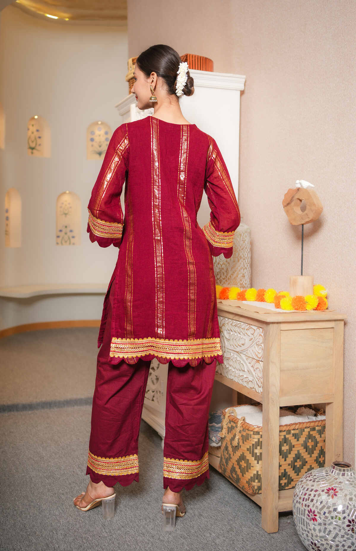 Noor Maroon Gota Work Co-ord Set