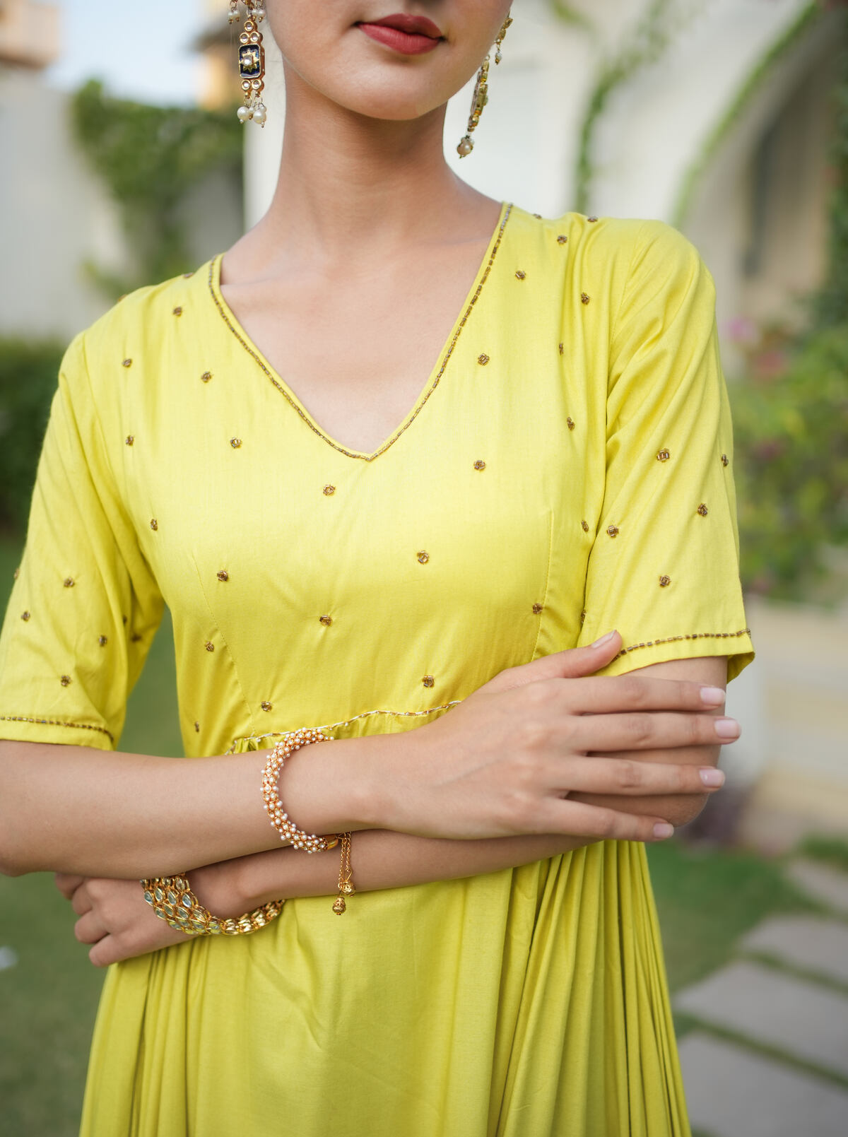 Lemon Yellow Ethnic Dress