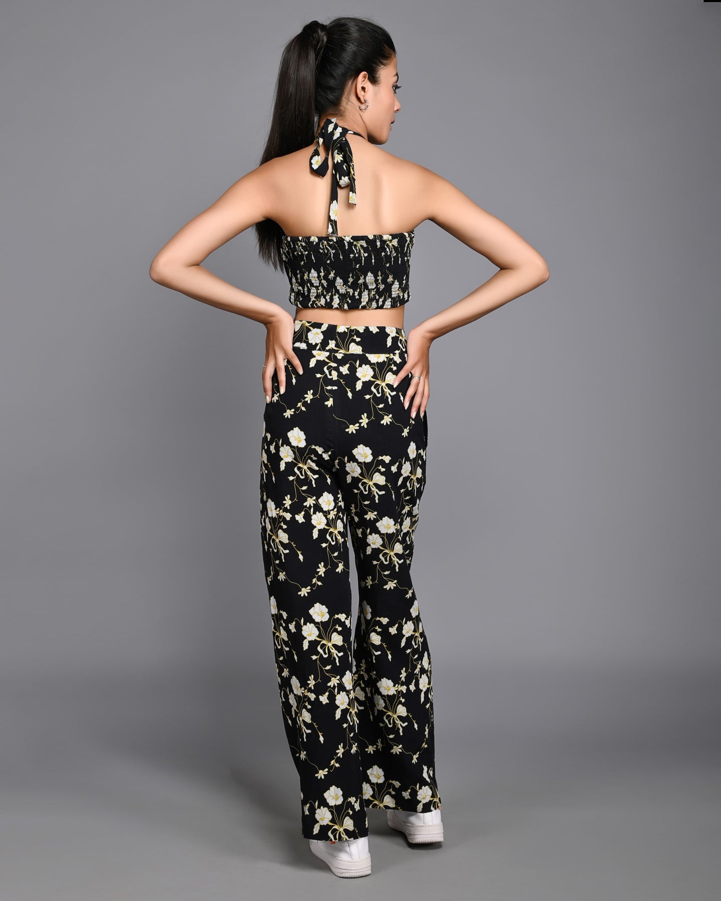 Black Floral Print Co-ord Set