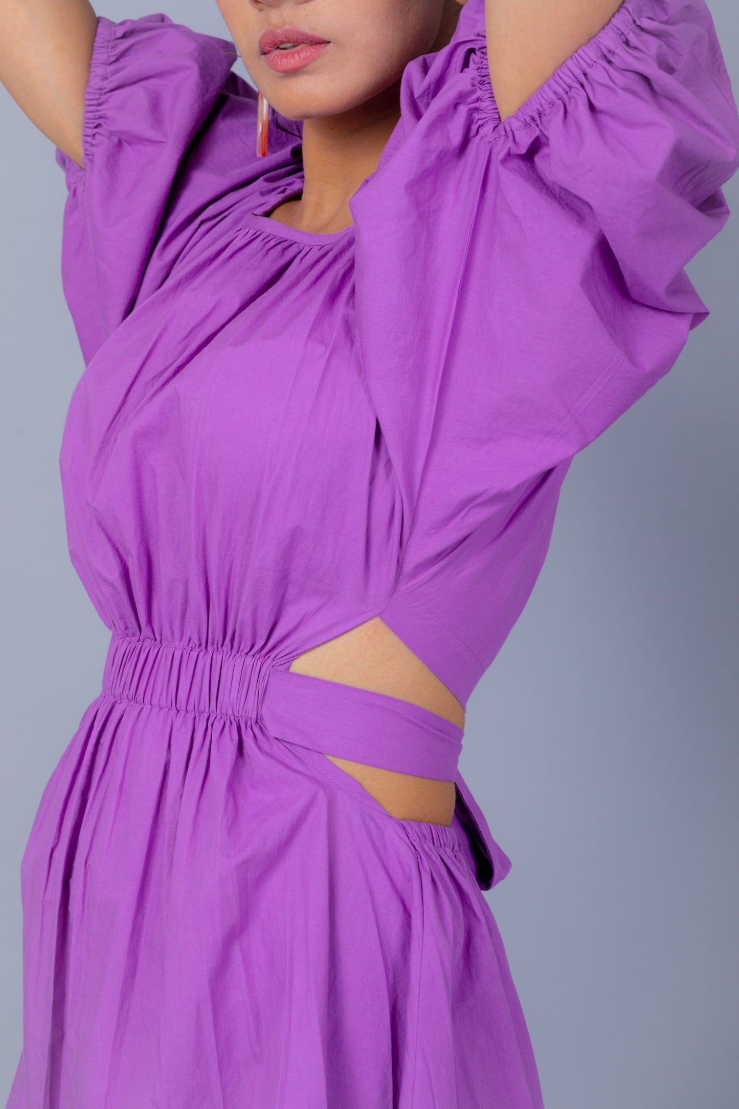 Lavender Side Cut Out Mini Dress