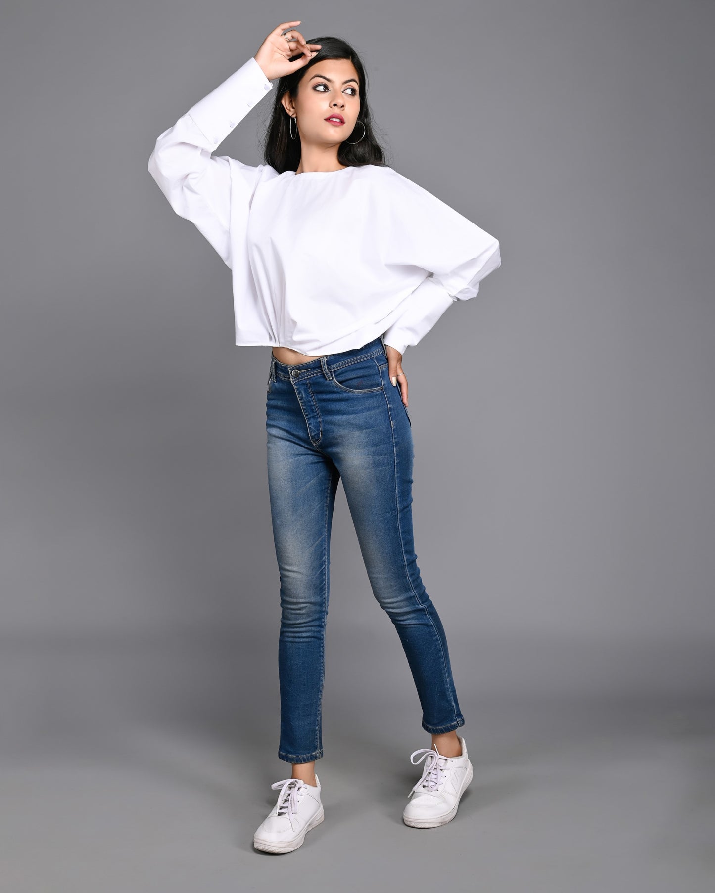 White Elasticated Poplin Top