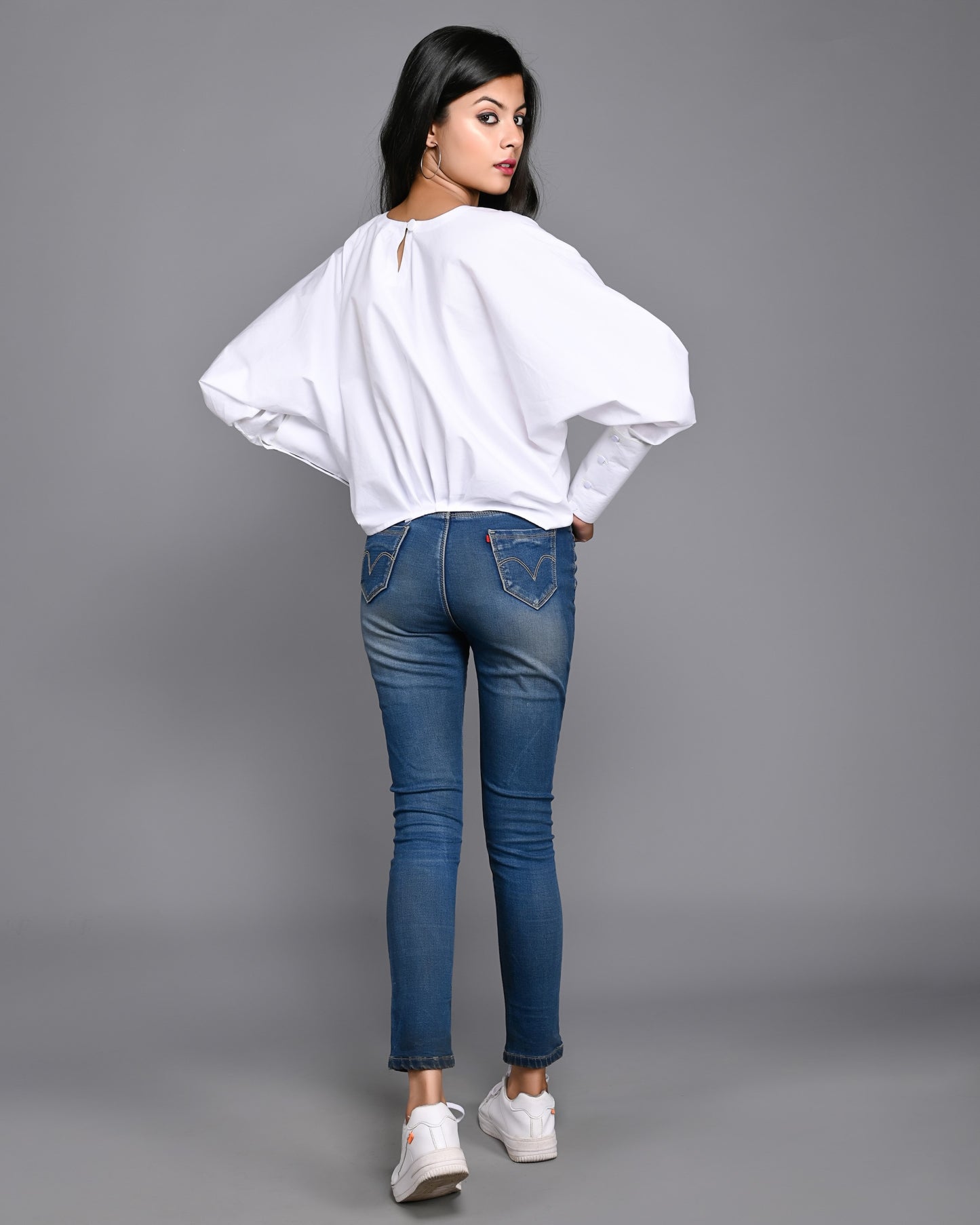 White Elasticated Poplin Top