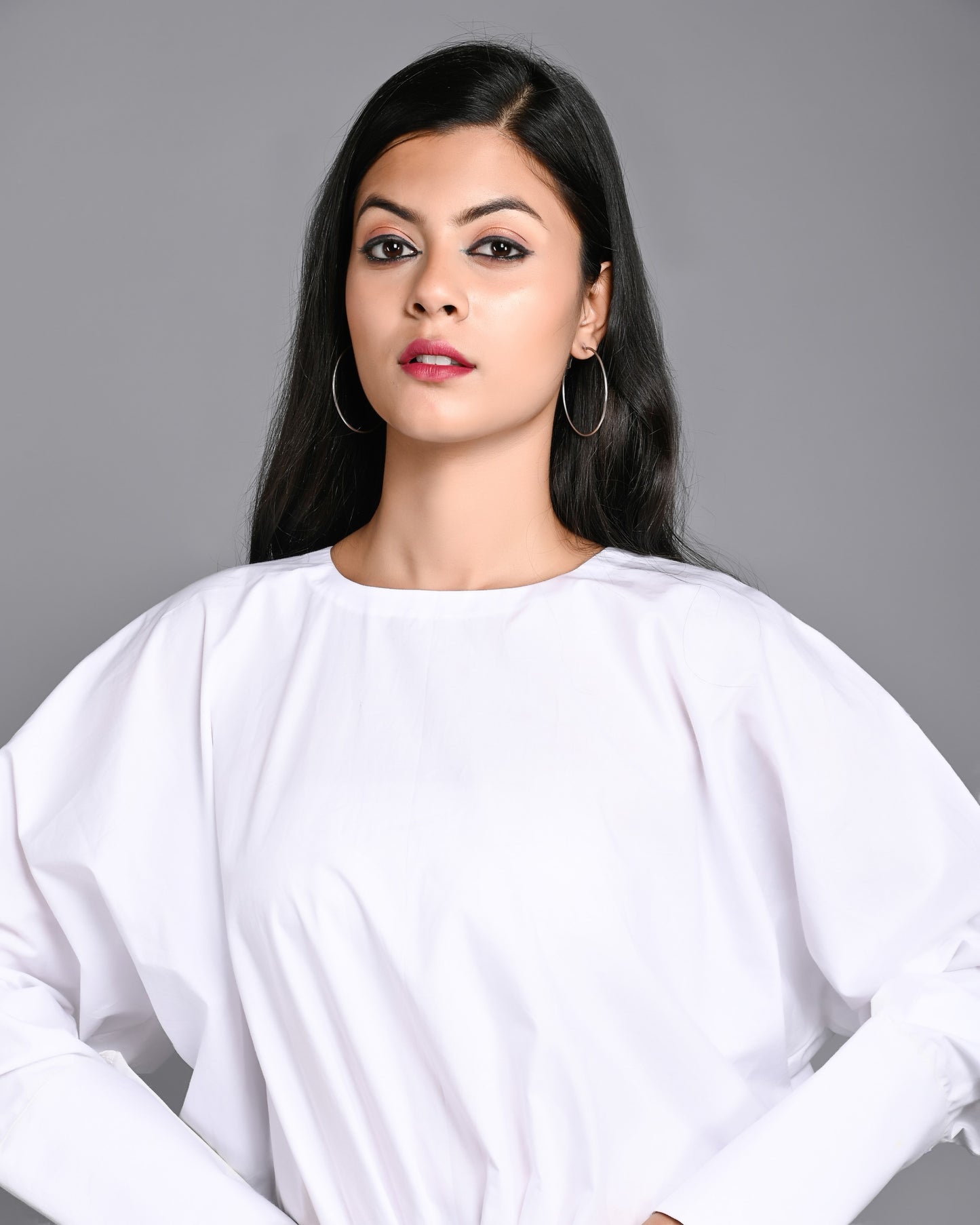 White Elasticated Poplin Top