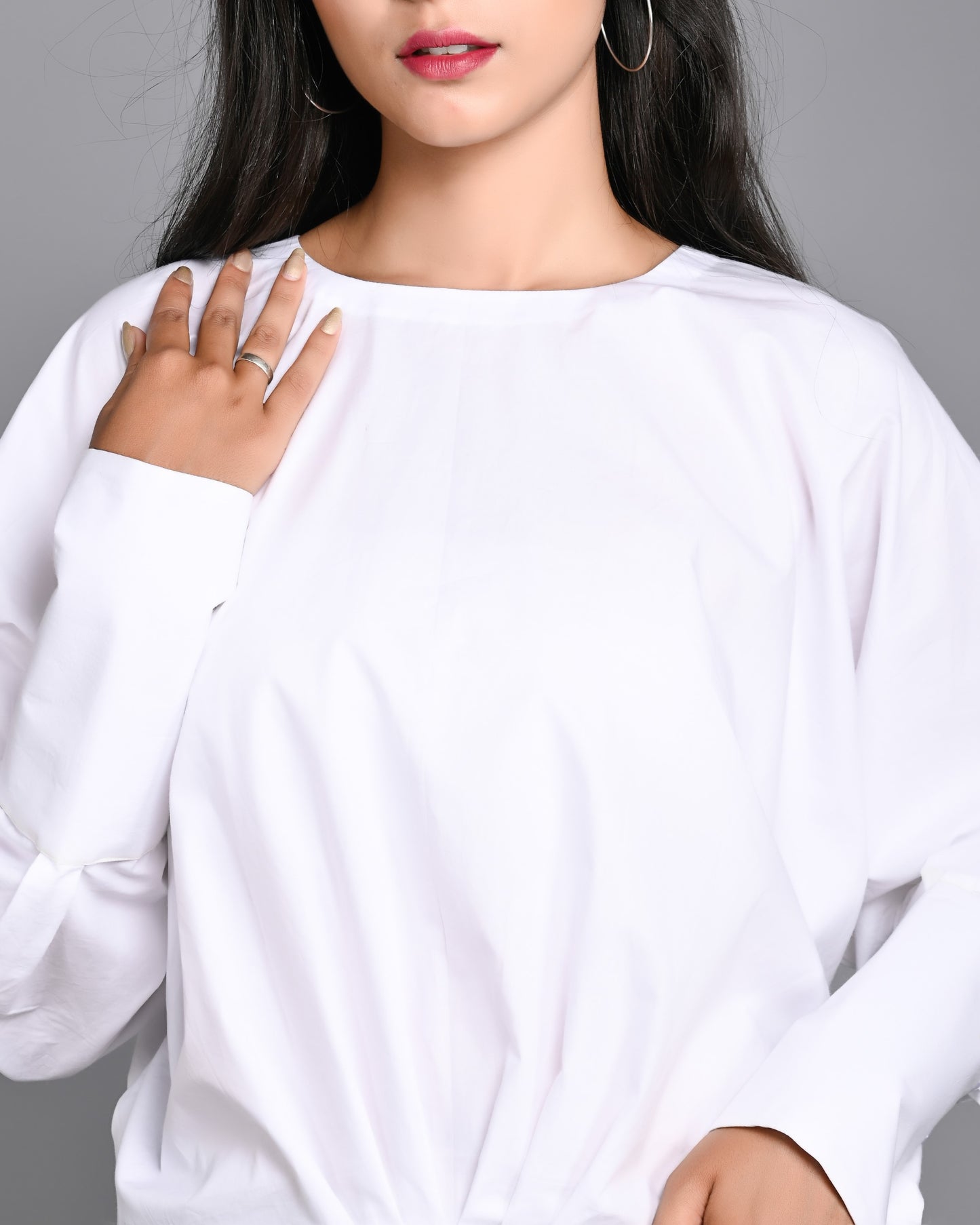 White Elasticated Poplin Top