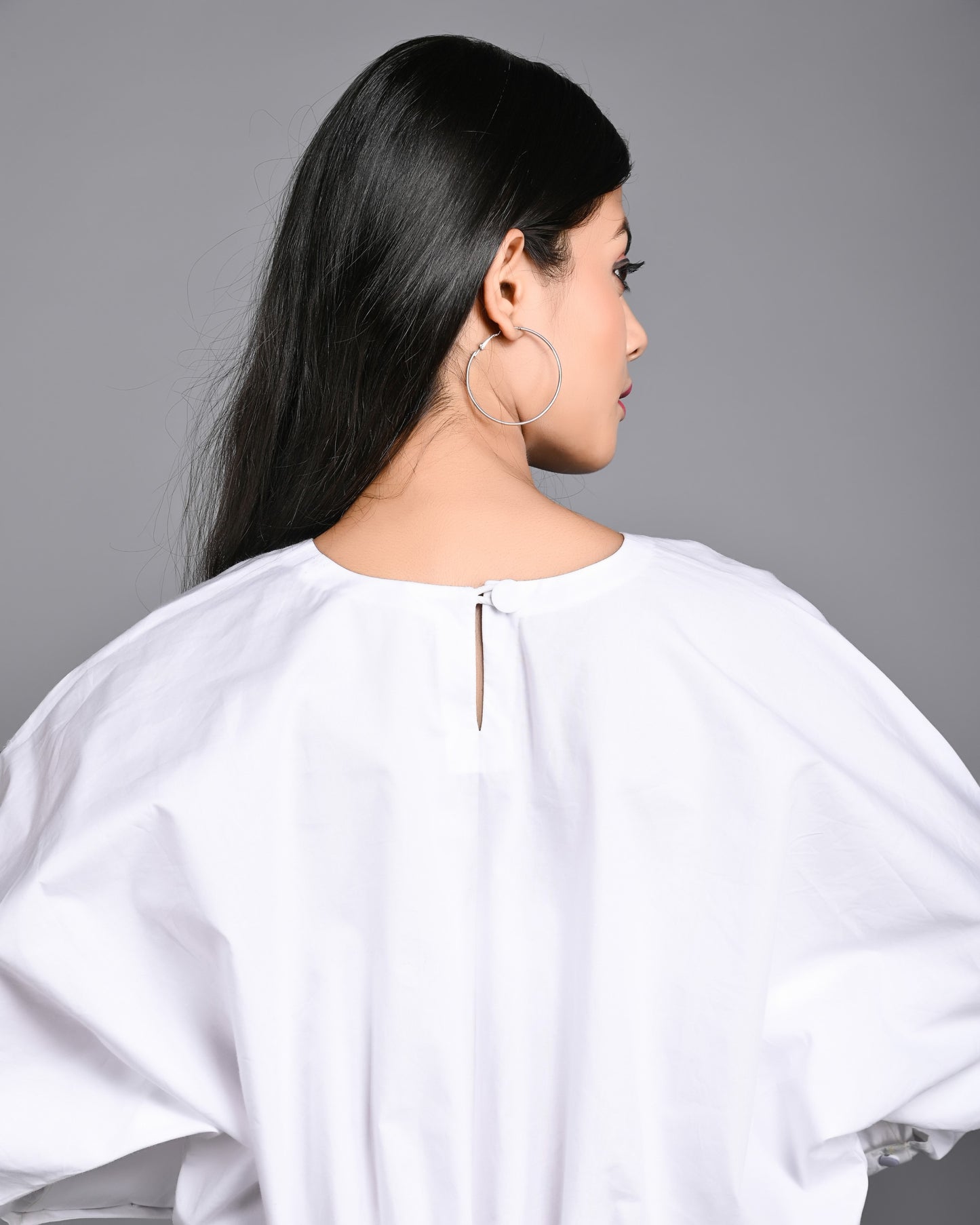 White Elasticated Poplin Top