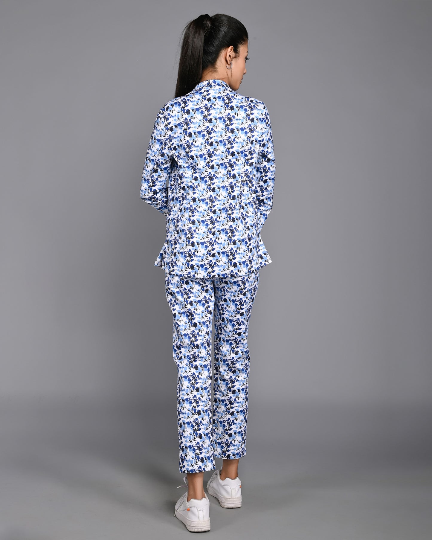 Printed Co-ords Three Piece Pant Set with Blazer and Tube