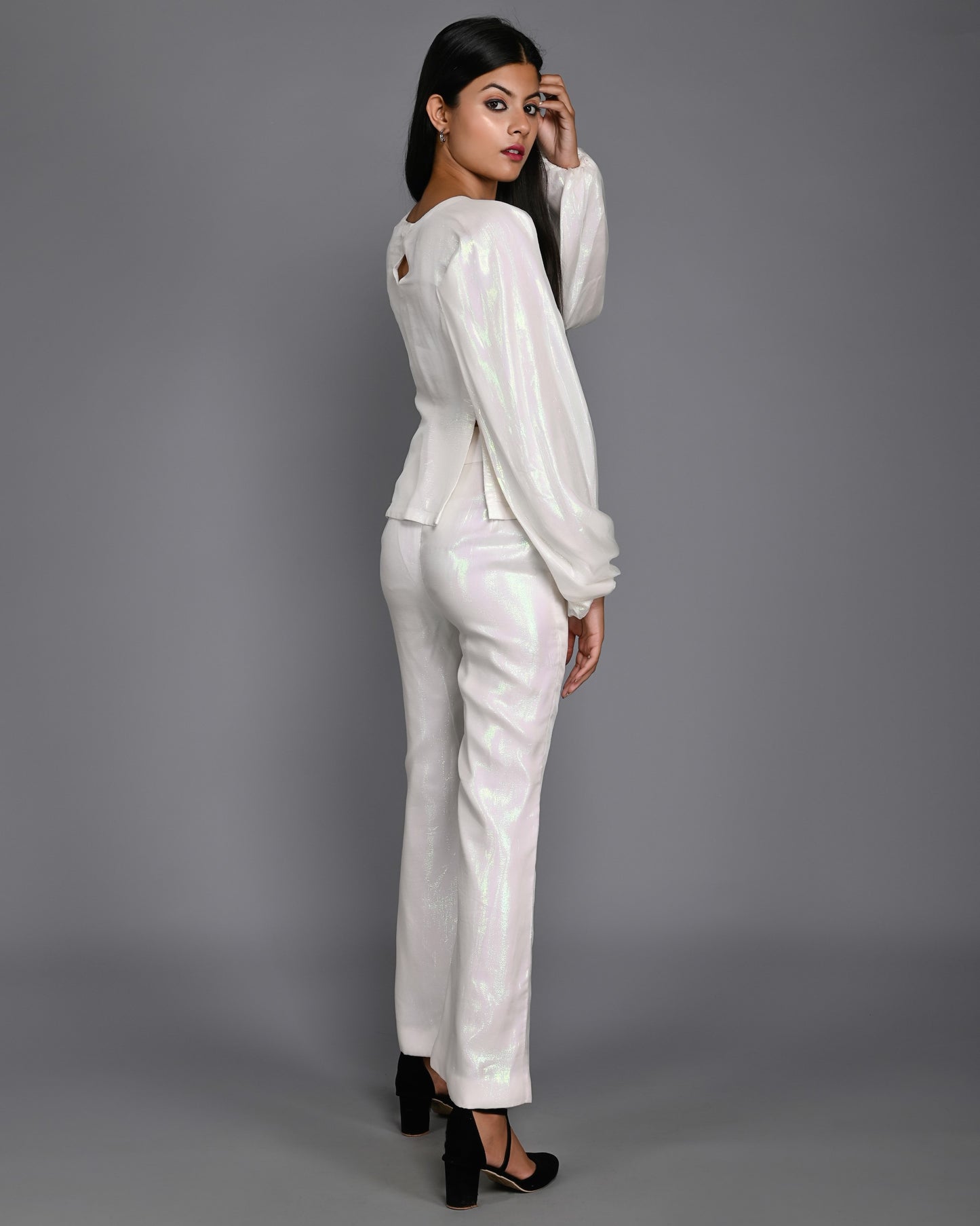 White Shimmer Party Wear Co-ord Set