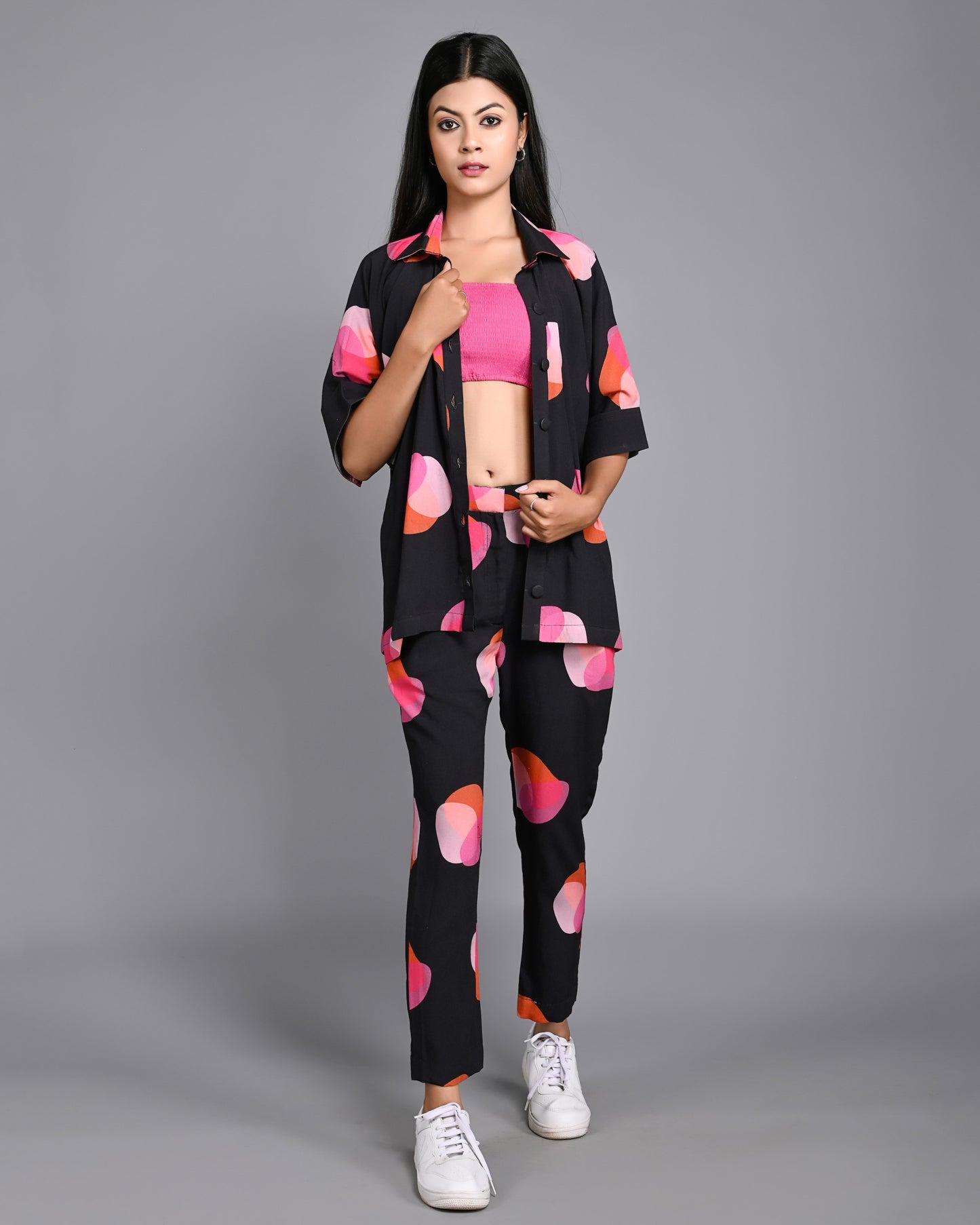 Black Polka Dot Shirt Co-ord Set