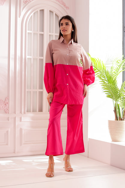 Fuchsia and Nude Dual Tone Co-ord Set