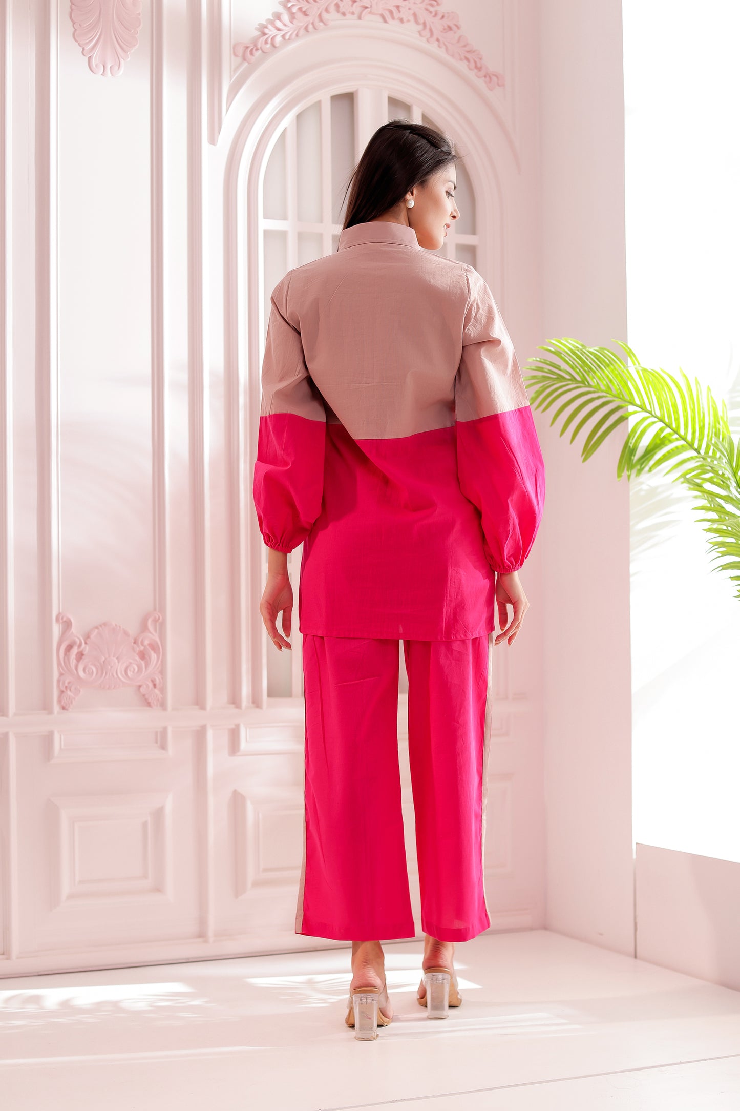 Fuchsia and Nude Dual Tone Co-ord Set