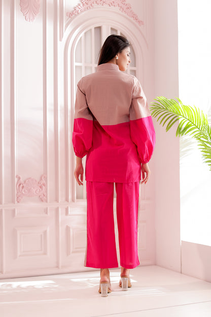 Fuchsia and Nude Dual Tone Co-ord Set