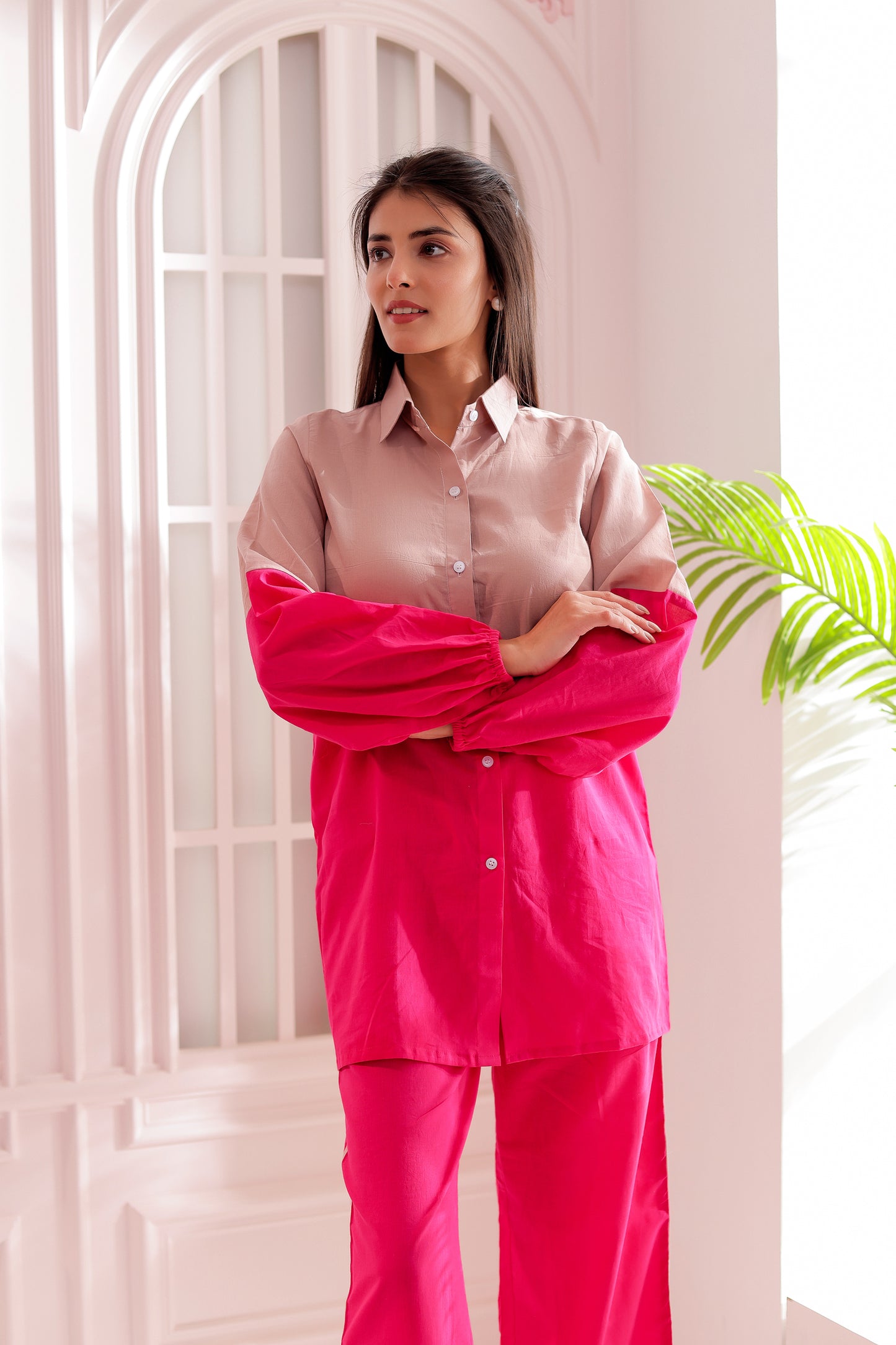Fuchsia and Nude Dual Tone Co-ord Set